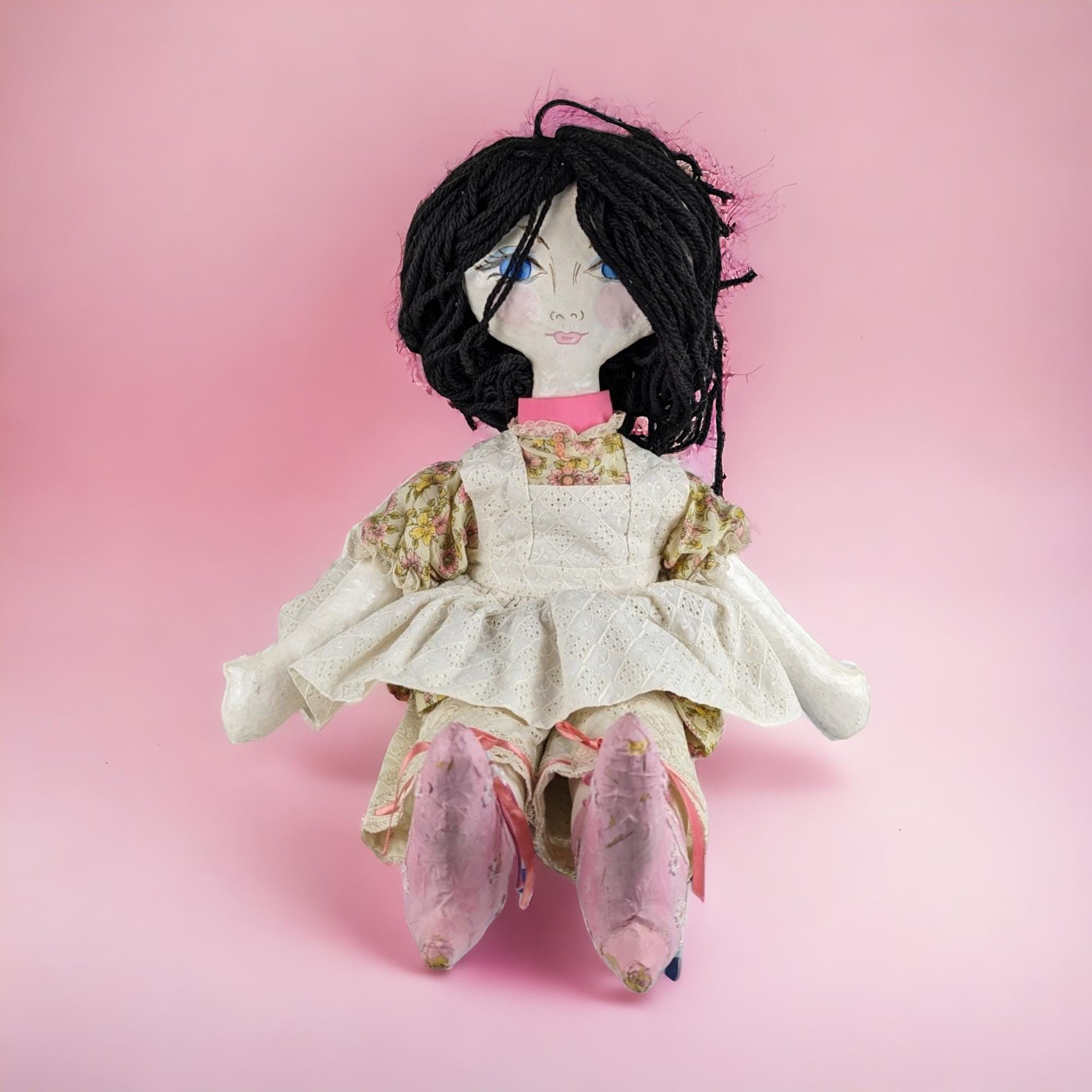 Vintage Handmade Paper Mache Doll, Unique Doll, Artist Doll, Folk Art Doll, Collectible Doll, 25 Inches