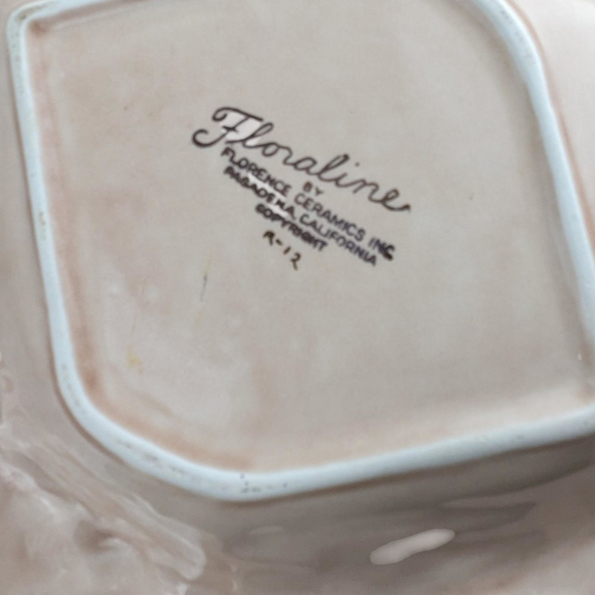 Vintage Pink Floraline Ceramic Ashtray - Florence Ceramics - Ornate Gold Trim - Mid-Century Modern Decor