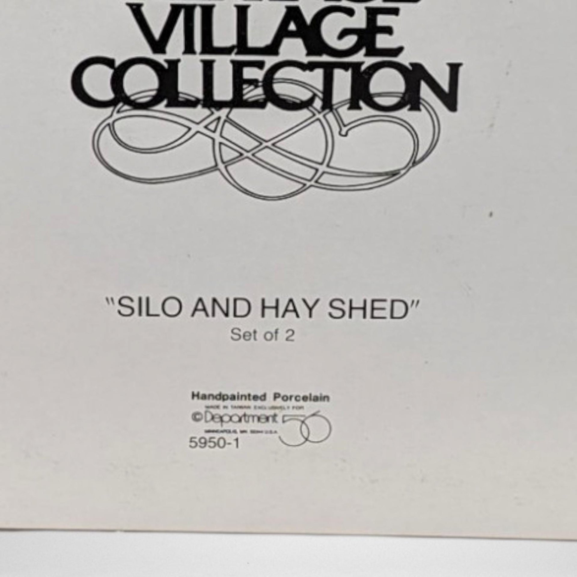 Vintage Dept 56 Silo & Hayshed - Heritage Village Collection #5950-1 - Porcelain Christmas Village - Winter Scene