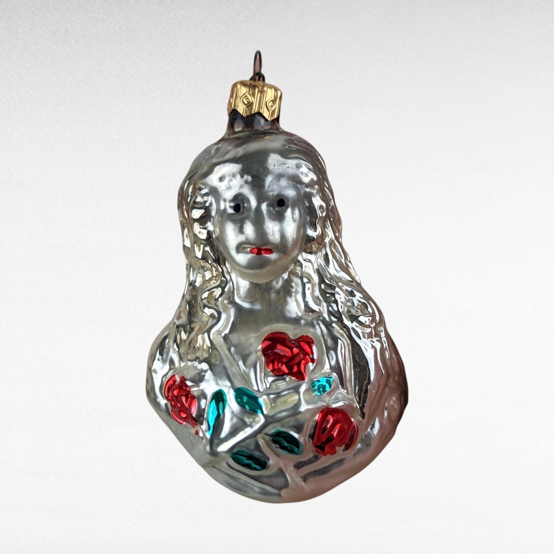 Vintage Inge-Glas Angel with Roses Christmas Ornament - German Glass Ornament