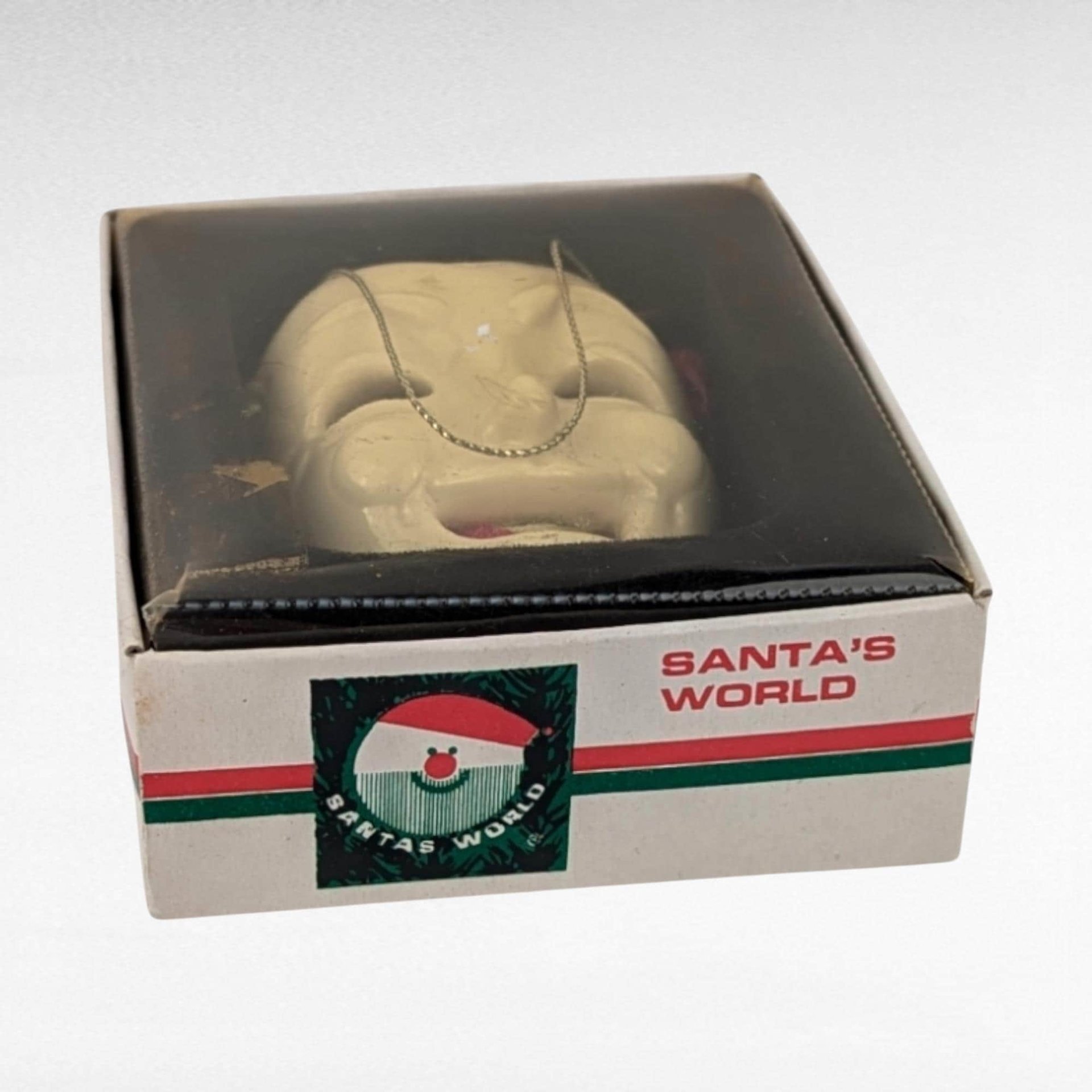 Vintage 1984 Kurt Adler Santa's World Porcelain Mask Ornament, Comedy Mask, Harlequin, Christmas Ornament