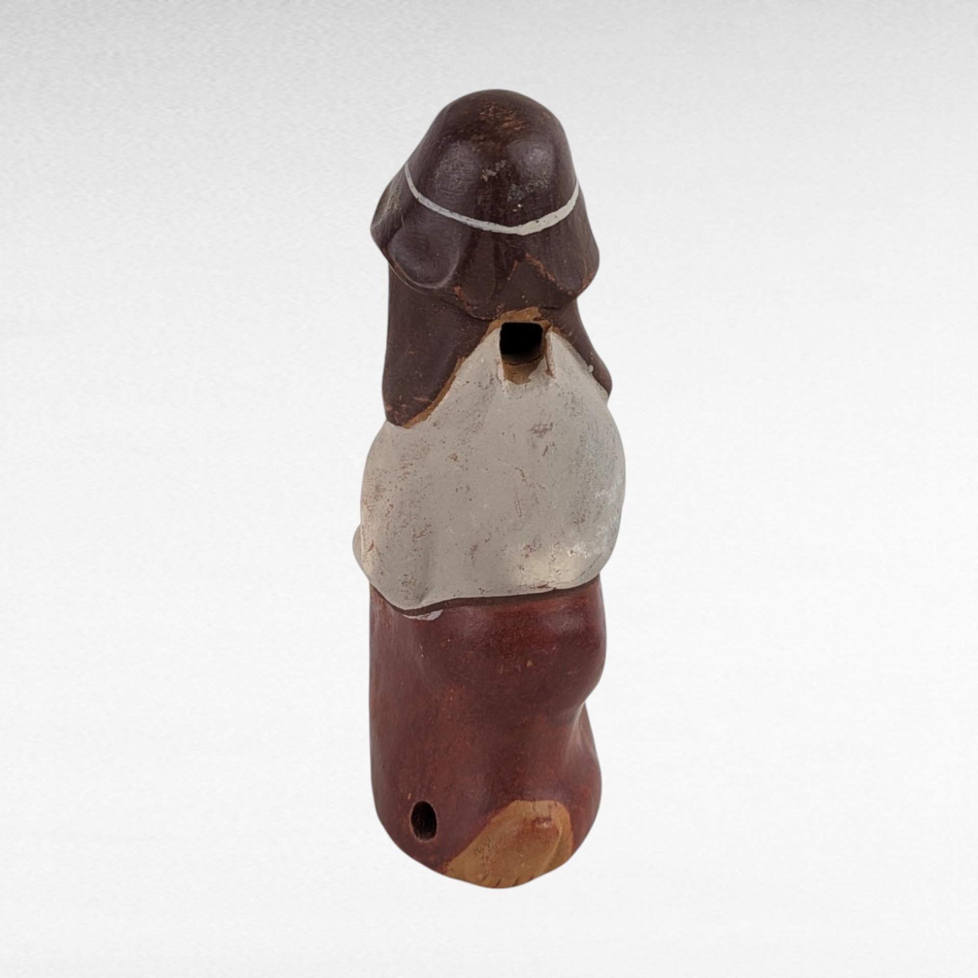 Vintage Clay Man Whistle - Folk Art Whistle - Handmade Clay Figure - Unique Gift