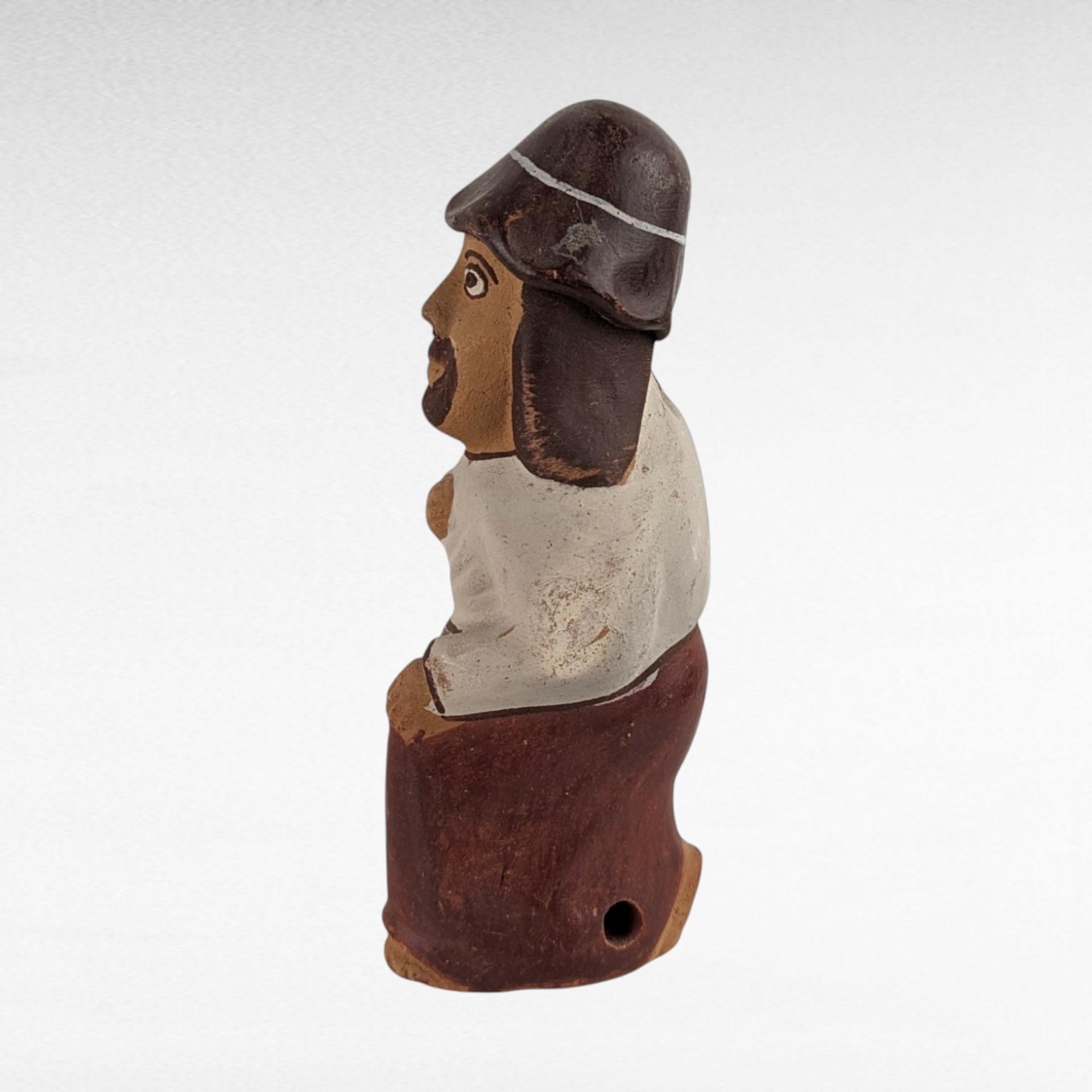 Vintage Clay Man Whistle - Folk Art Whistle - Handmade Clay Figure - Unique Gift