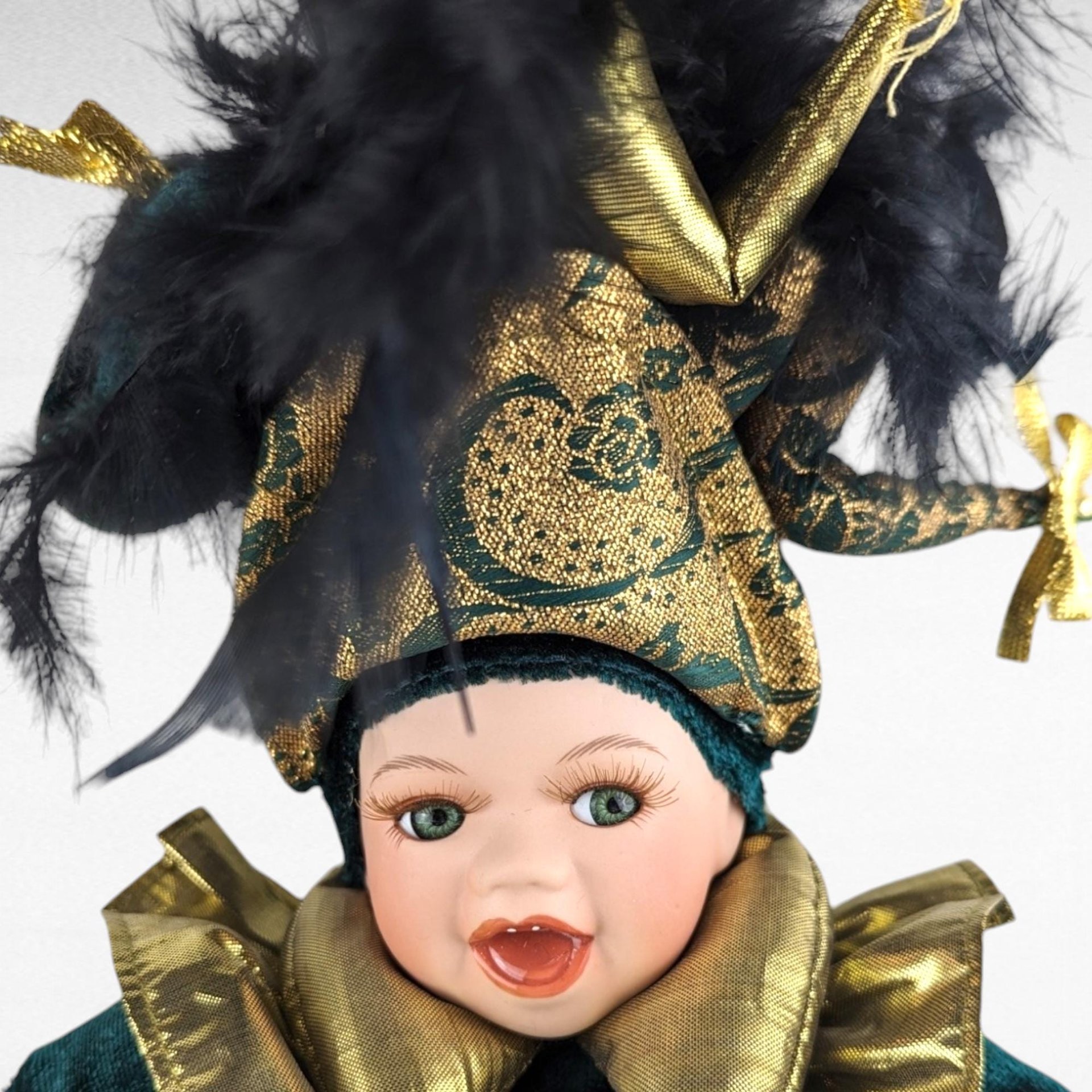 Vintage Porcelain Jester Doll | Mardi Gras Baby Doll | Collectible Doll