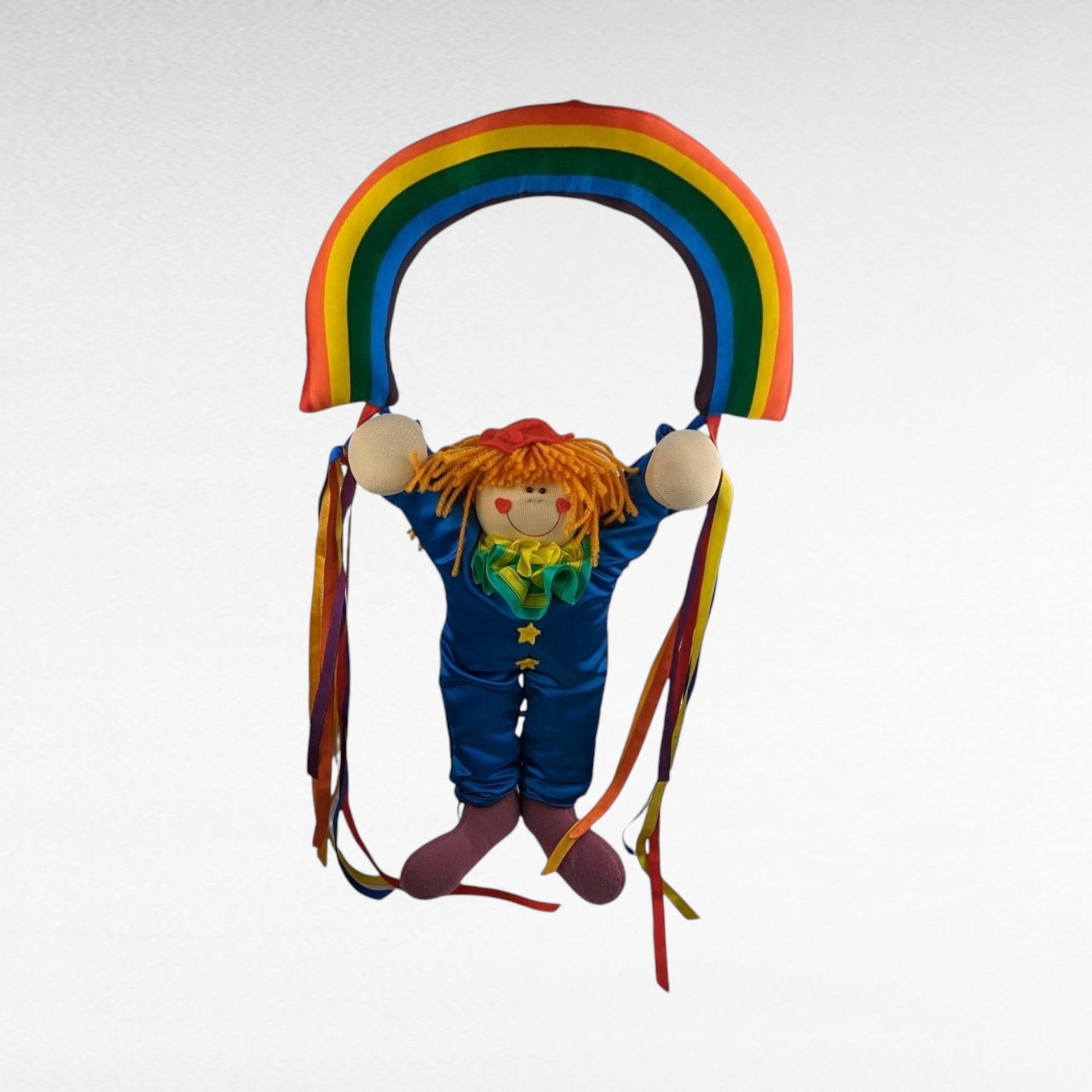 Vintage 1984 Dakin Plush Clown Rainbow Wall Hanging | Nursery Decor | Children's Room Decor | 80s Toy | Clown Collectible