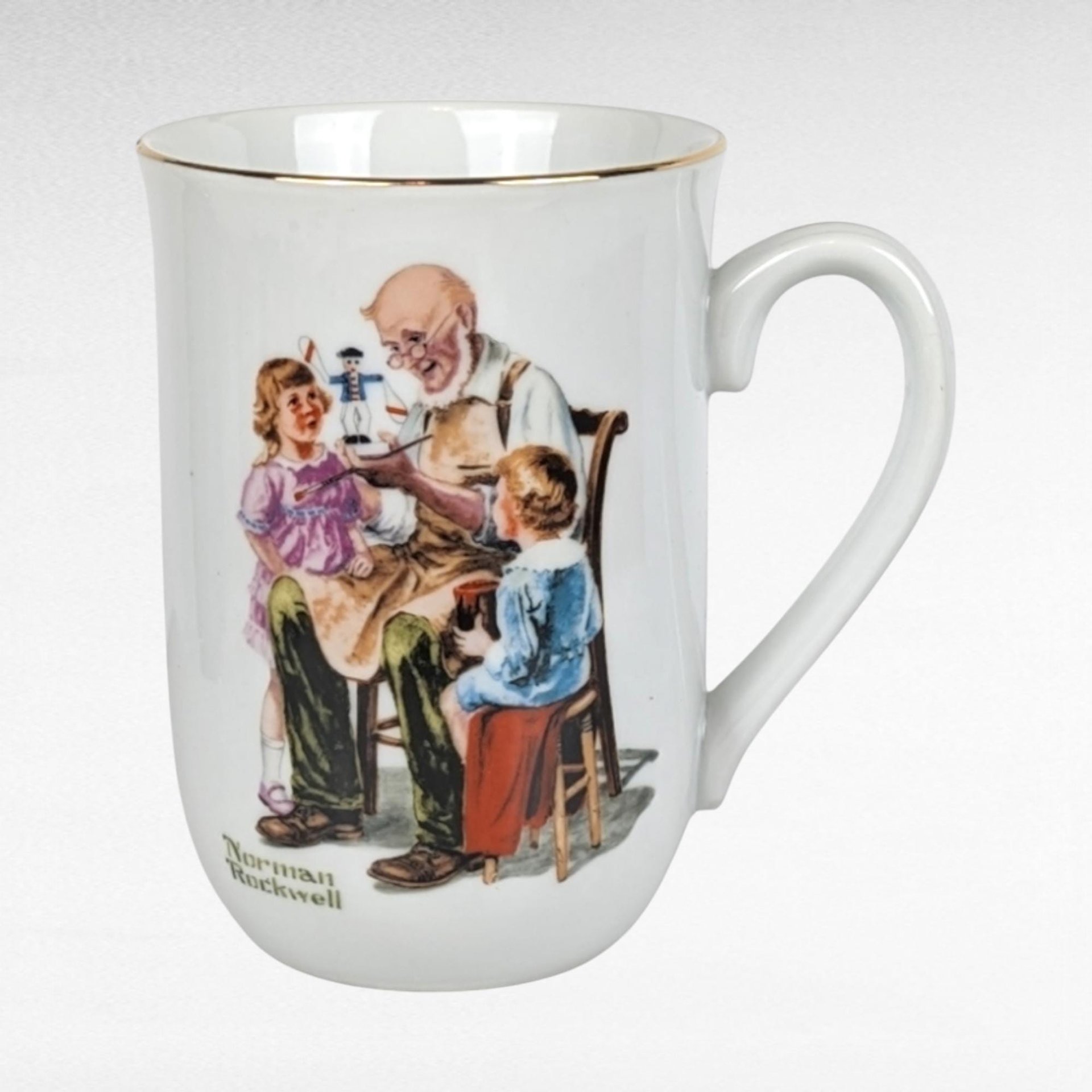Vintage Norman Rockwell Mug and Bell Set, Seafarers Collection, Collectible Mugs, Kitchen Decor, Gift for Dad