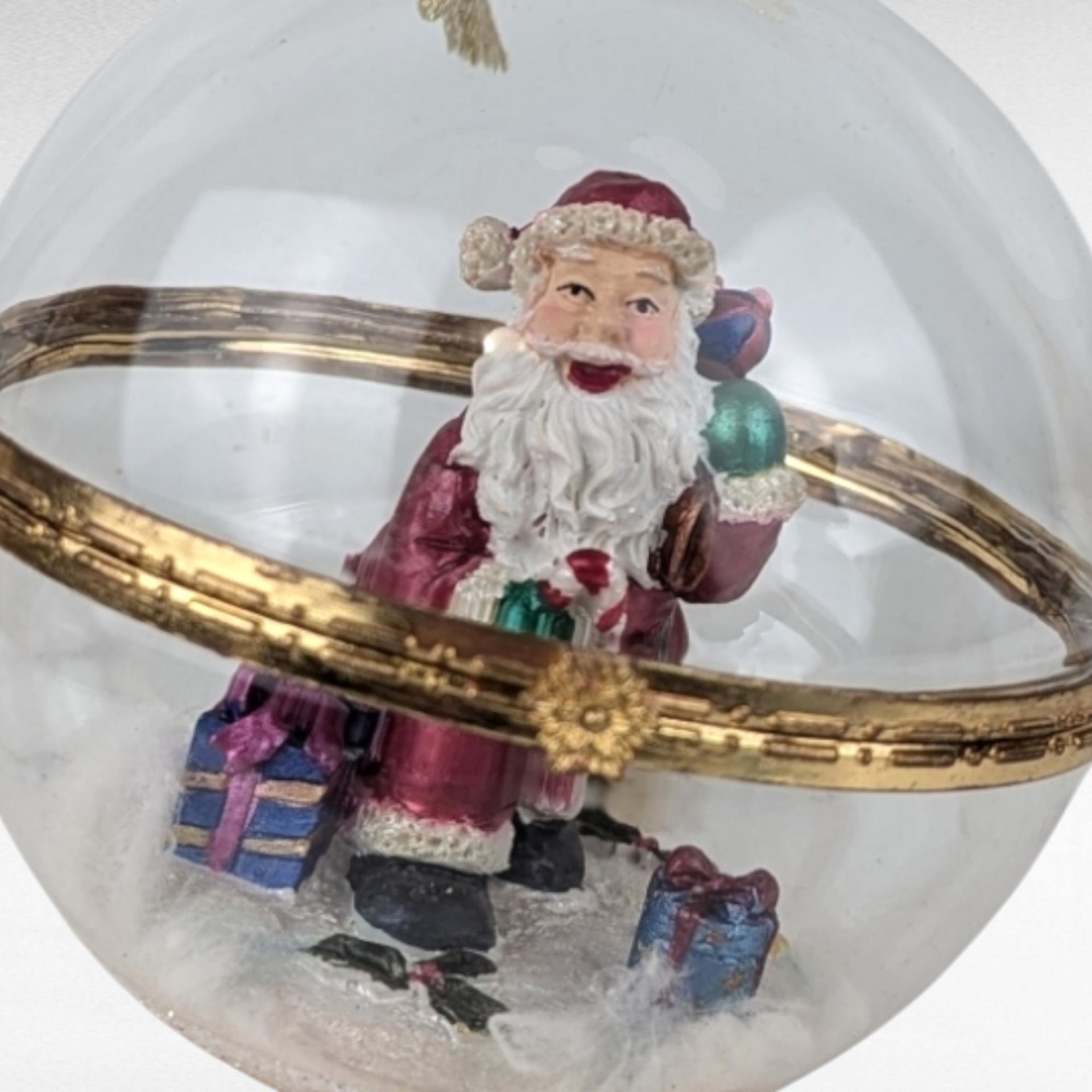 Vintage Hinged Glass Santa Ornament, Collectible Christmas Decor, Gift for Collector
