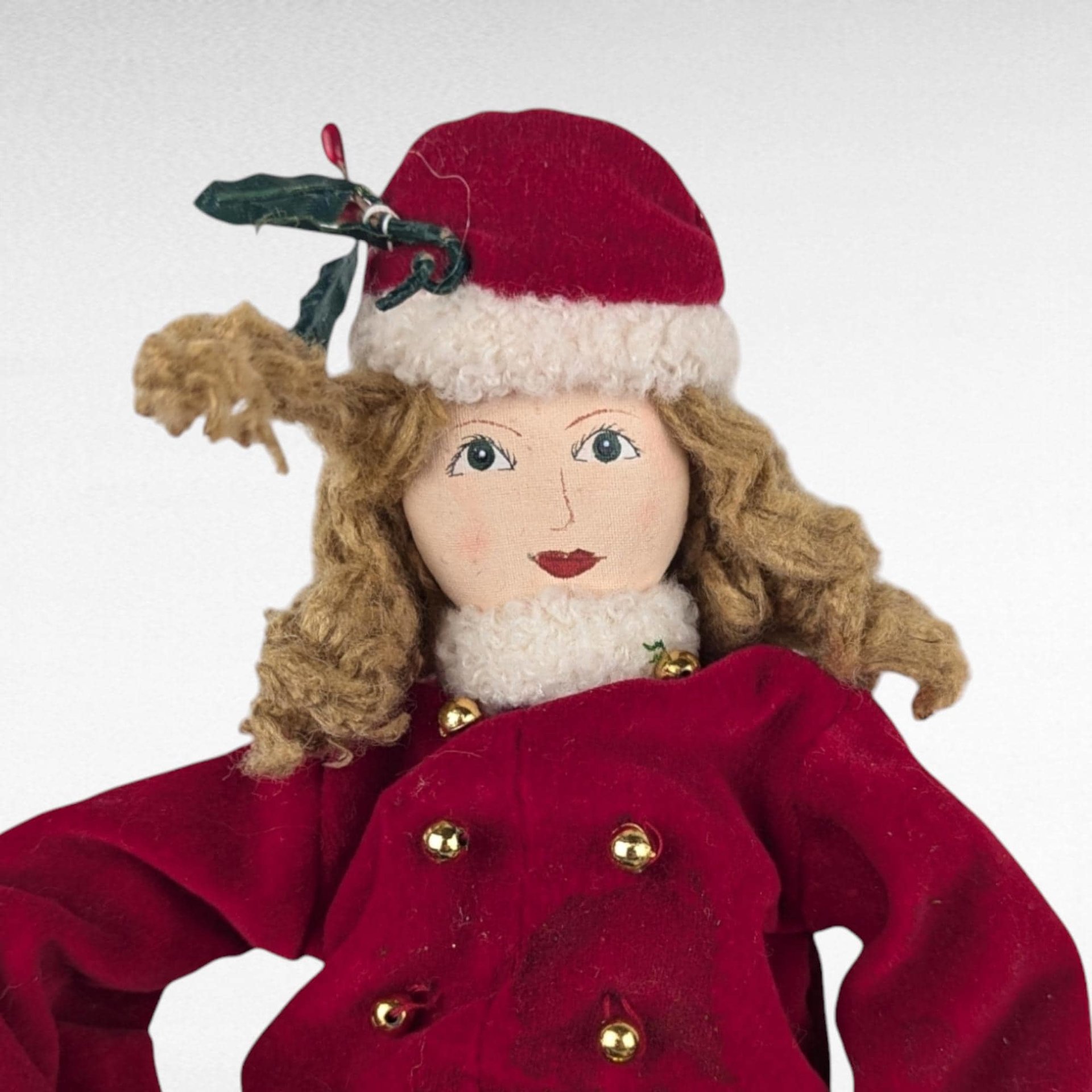 Vintage Ragdoll Shelf Sitter with Ice Skates, 22 Inch Holiday Decor, Collectible Doll, Gift for Child or Collector