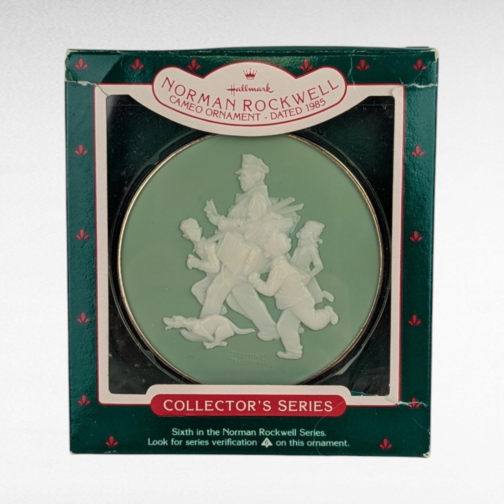 Vintage Hallmark Norman Rockwell Cameo Ornaments - 7 Piece Lot with Boxes - Collectible Christmas Decor