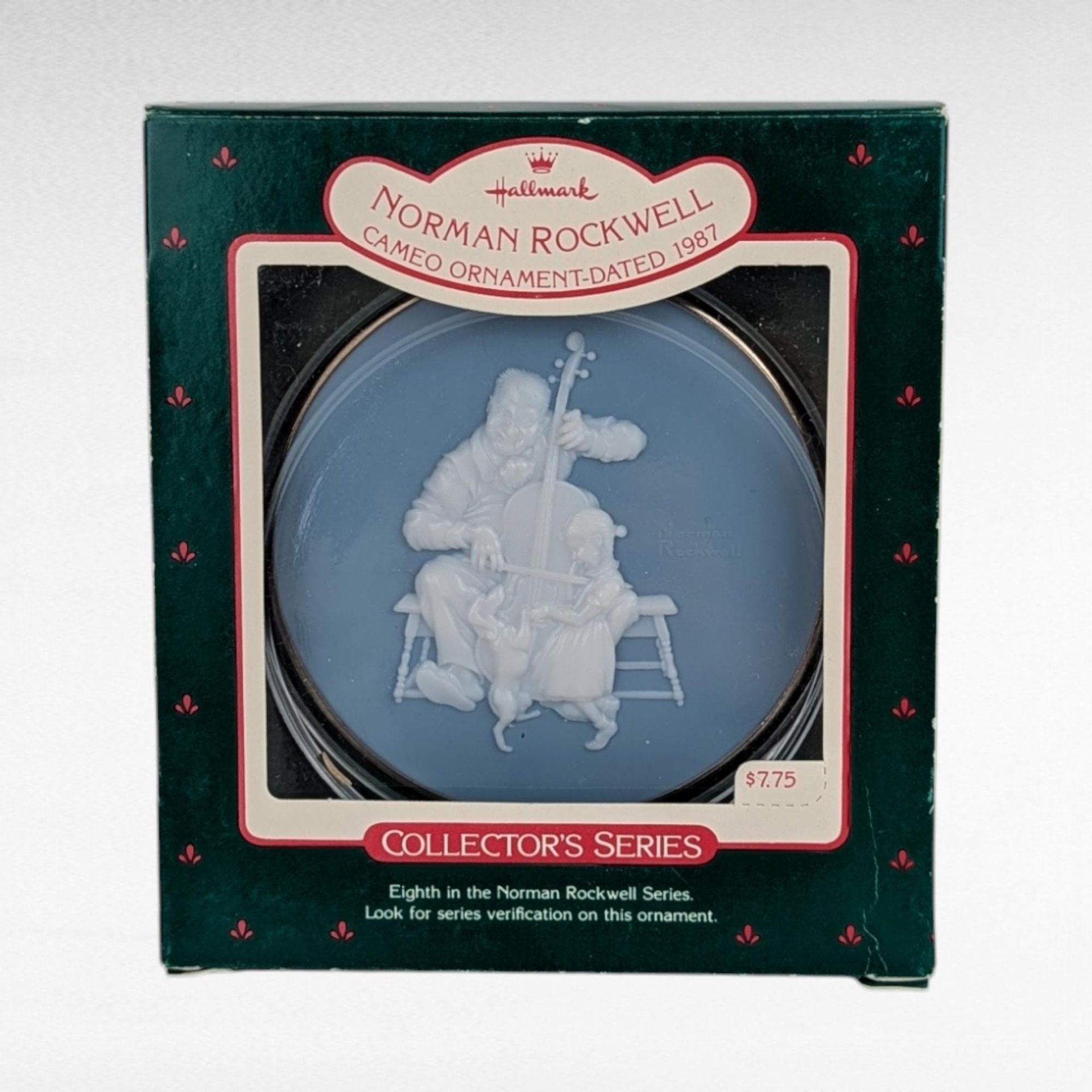 Vintage Hallmark Norman Rockwell Cameo Ornaments - 7 Piece Lot with Boxes - Collectible Christmas Decor