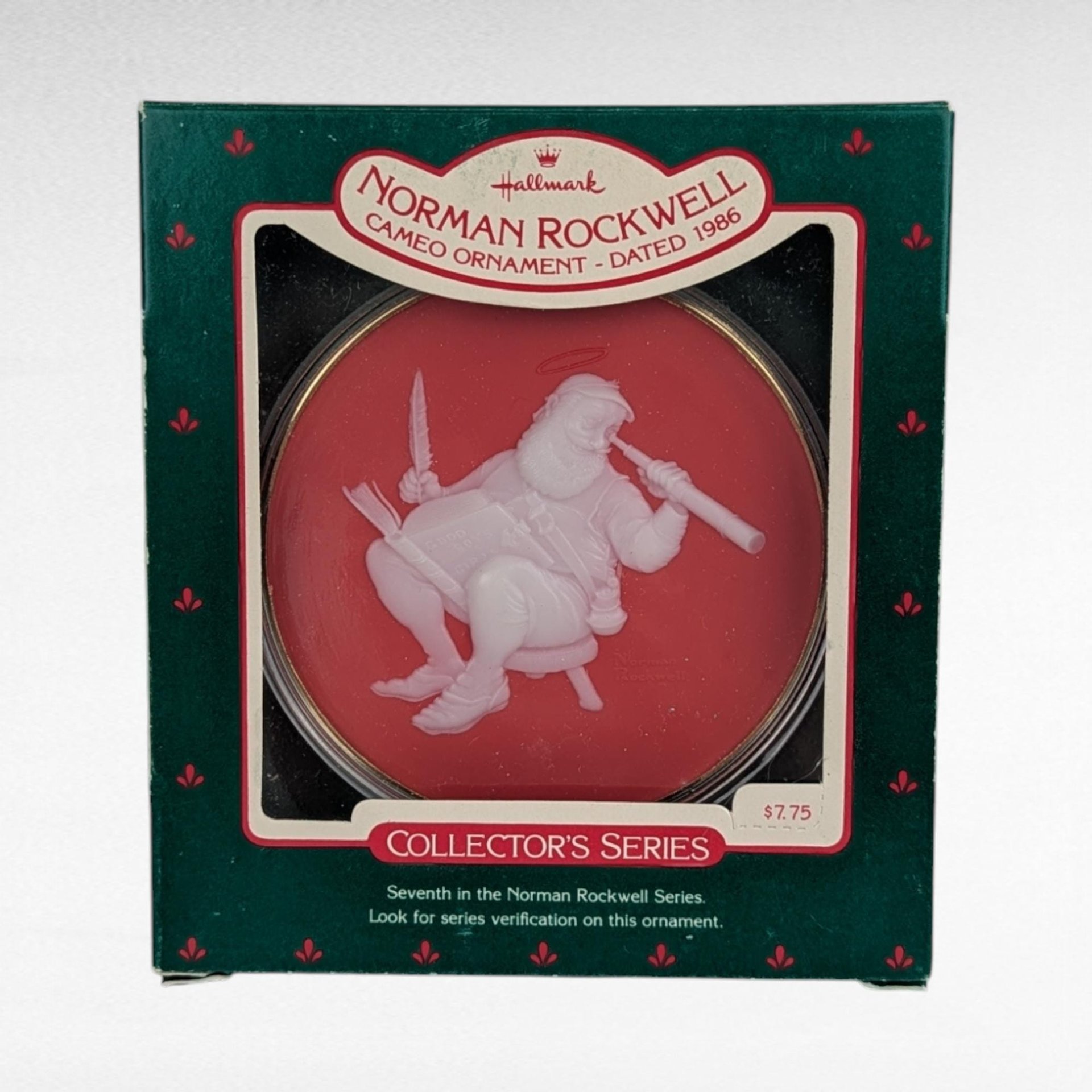 Vintage Hallmark Norman Rockwell Cameo Ornaments - 7 Piece Lot with Boxes - Collectible Christmas Decor
