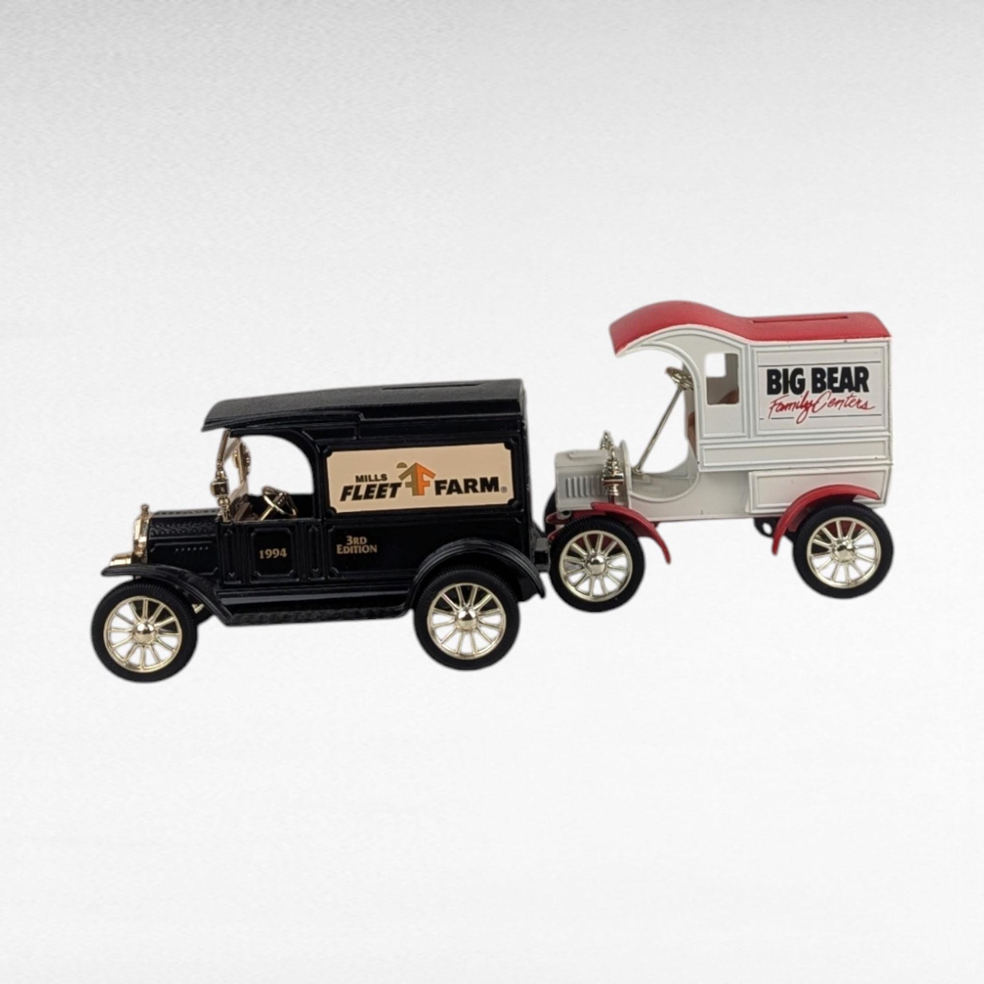Vintage Diecast Banks - ERTL Big Bear & Fleet Farm Trucks - With Boxes