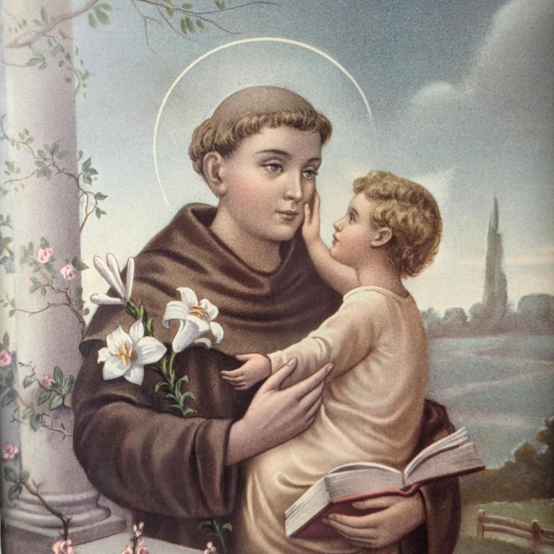 Vintage Framed Saint Anthony of Padua Print, Religious Art, Catholic Gift, Devotional Image, Framed Print, Wall Decor