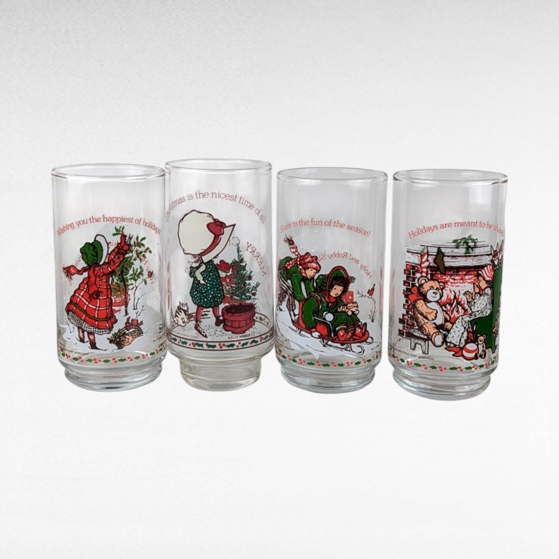 1982 Coca Cola Holly Hobby Glasses, Set of 4.