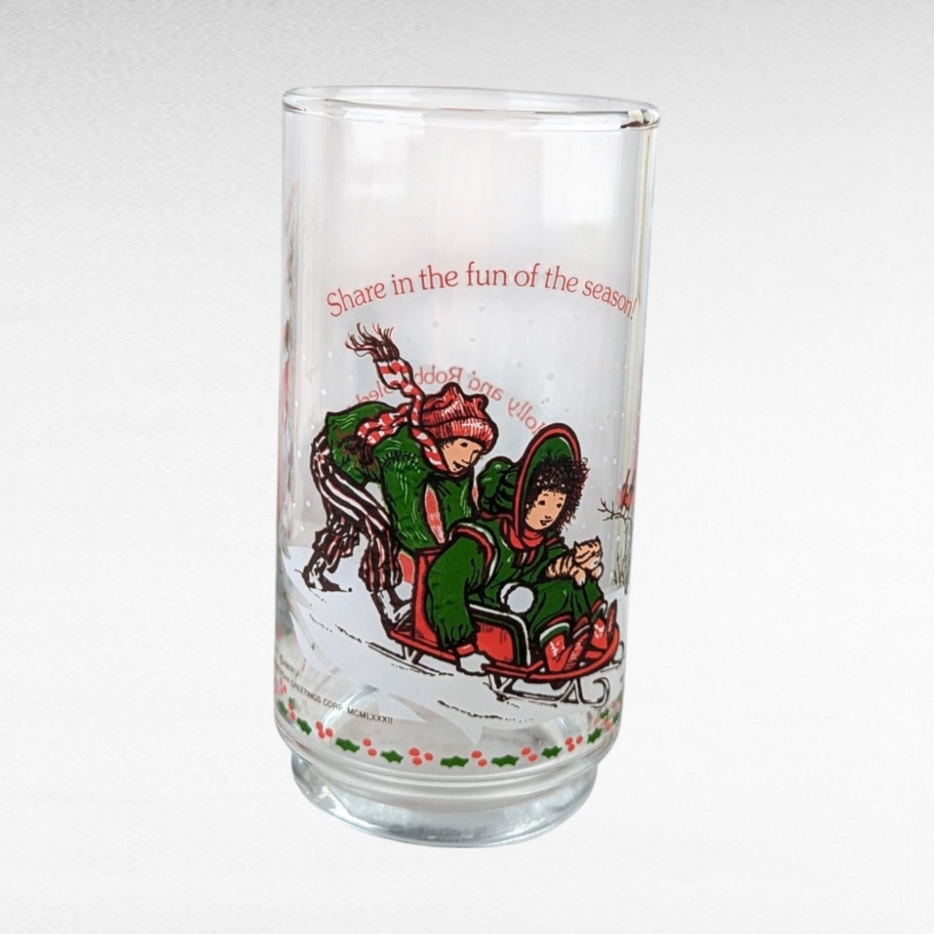 1982 Coca Cola Holly Hobbie Christmas Glasses, Vintage Set of 3, Holiday Drinkware, Collectible Coca Cola Glasses, Gift for Nostalgia Lovers