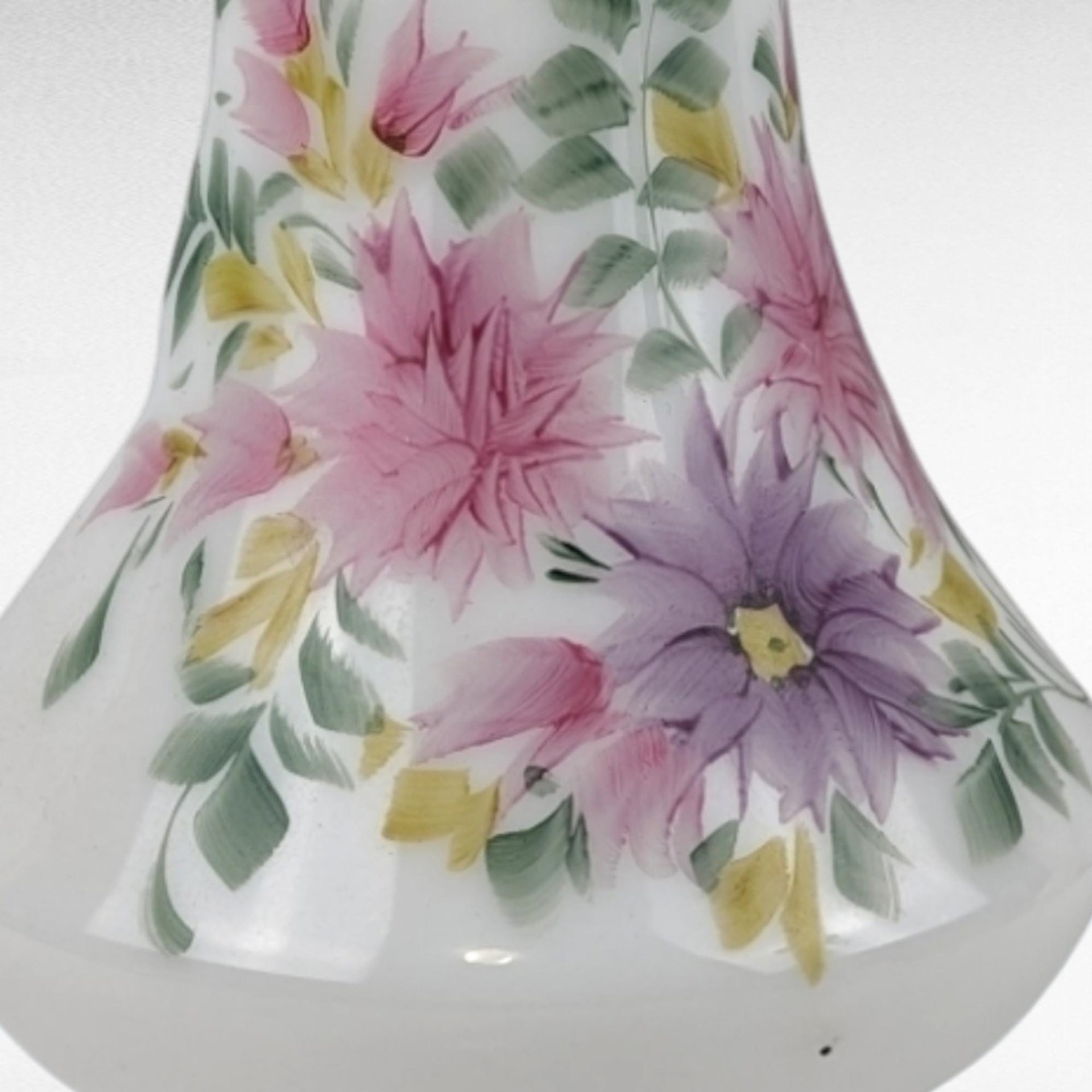 Vintage Floral Glass Lamp Shade, Hand Painted Lamp Cover, Replacement Shade,  Floral Decor,  Home Decor,  Vintage Lighting,  Glass Shade