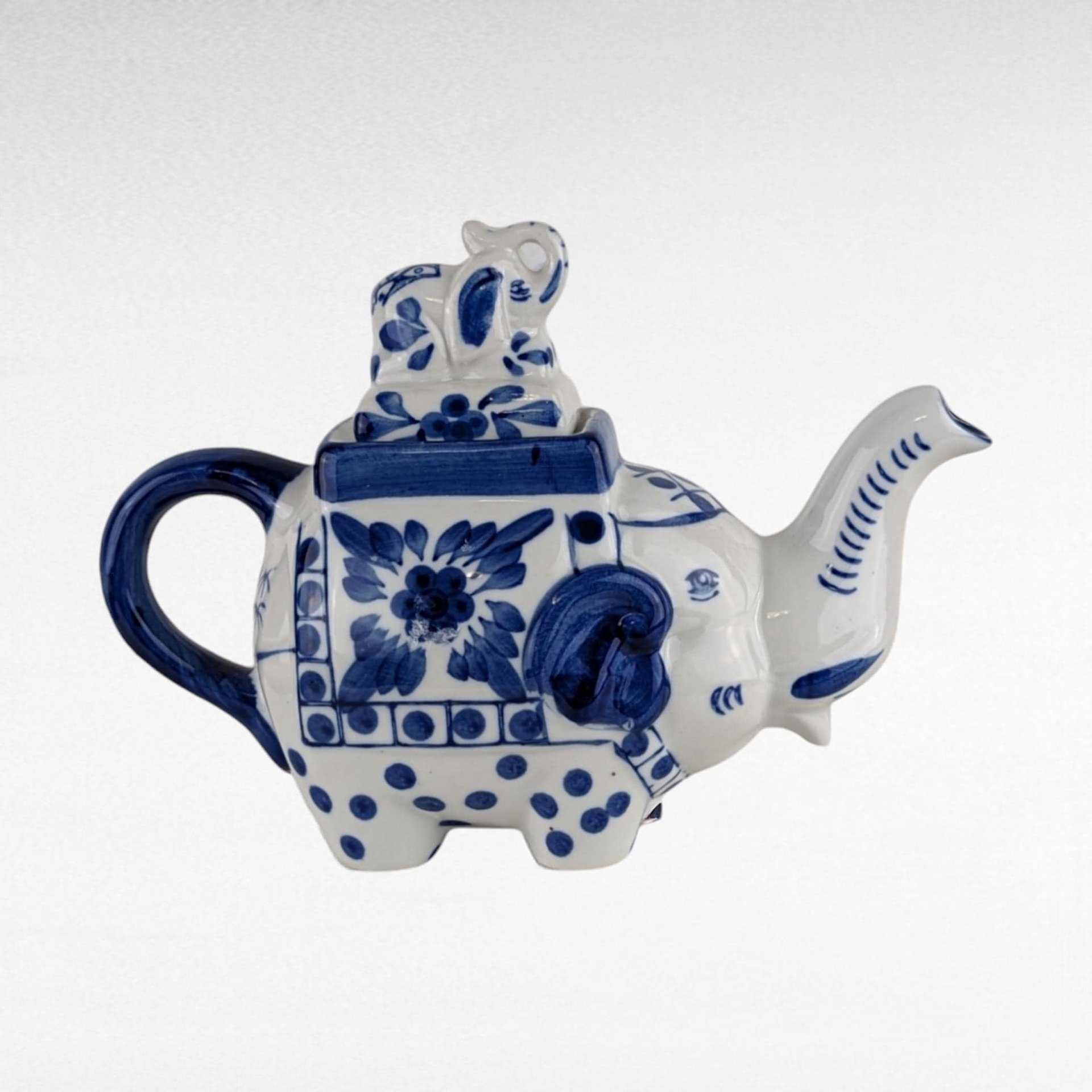 Vintage Bombay Blue and White Elephant Teapot | Ceramic Elephant Teapot | Animal Teapot |  Unique Gift