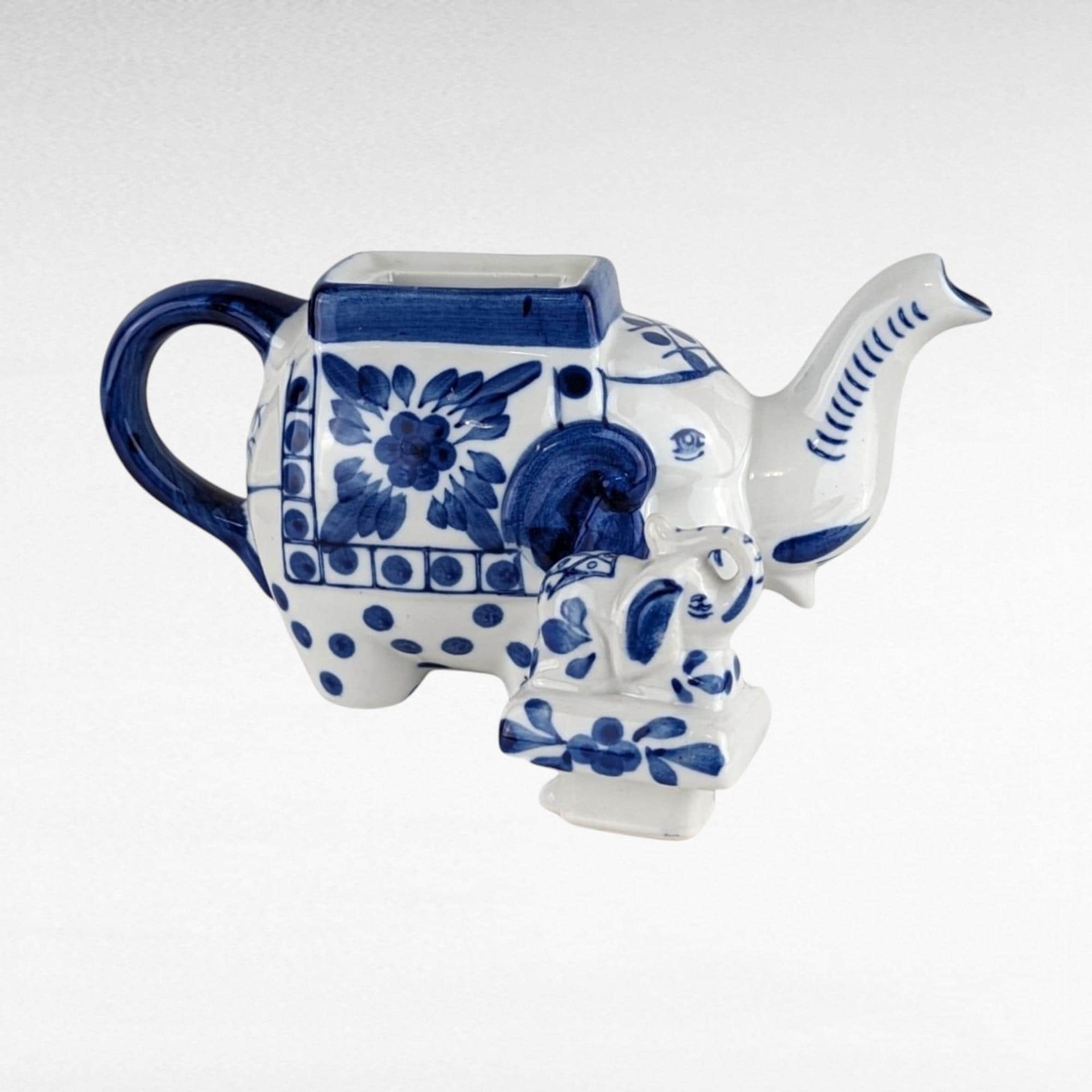 Vintage Bombay Blue and White Elephant Teapot | Ceramic Elephant Teapot | Animal Teapot |  Unique Gift