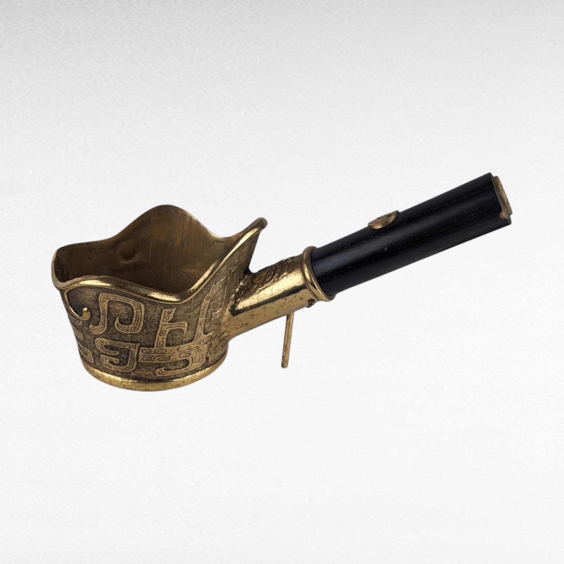 Vintage Chinese Brass Silk Iron | Antique Laundry Iron | Collectible Iron with Wooden Handle | Asian Decor