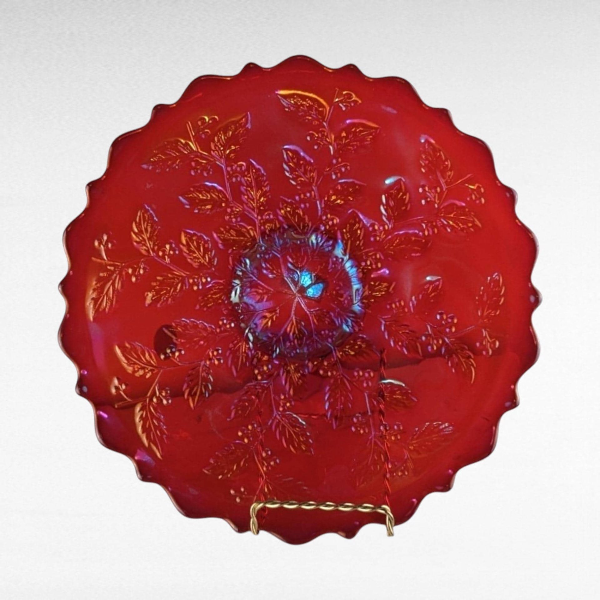 Vintage Fenton Red Carnival Glass 85th Birthday Plate,  Collectible Glassware, Home Décor, Gift for Collectors
