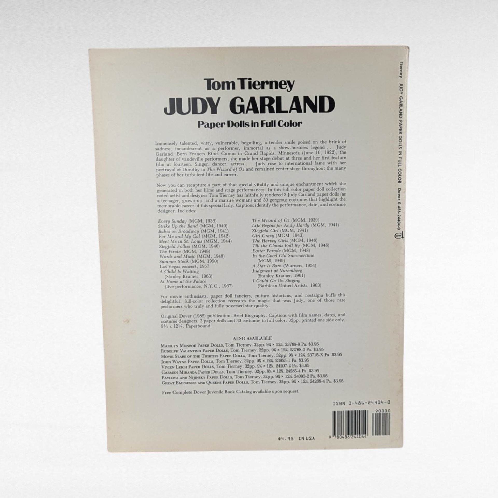 1982 Judy Garland Paper Dolls, Tom Tierney, Complete Set, Vintage Paper Dolls, Movie Memorabilia, Gift for Collector