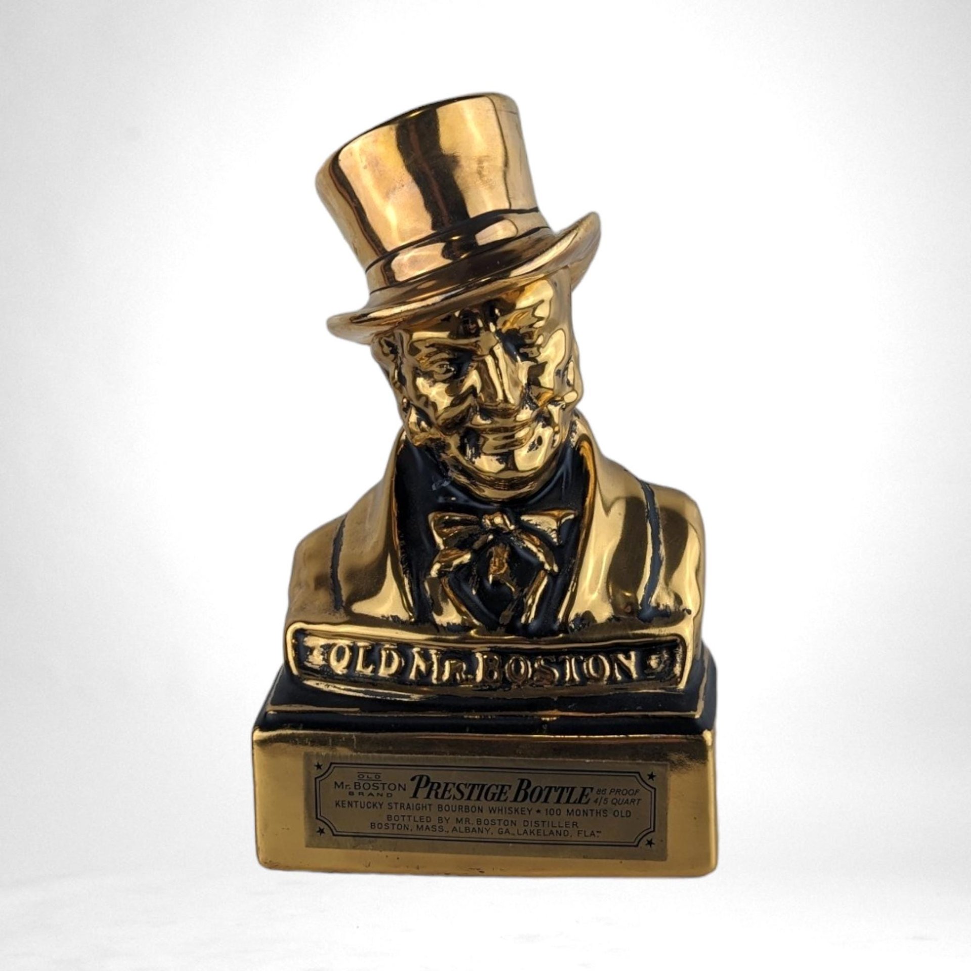 Vintage Old Mr. Boston Whiskey Decanter & 1969 Ezra Brooks Churchill Iron Curtain Speech Decanter, Empty, Collectible Barware, History Buff