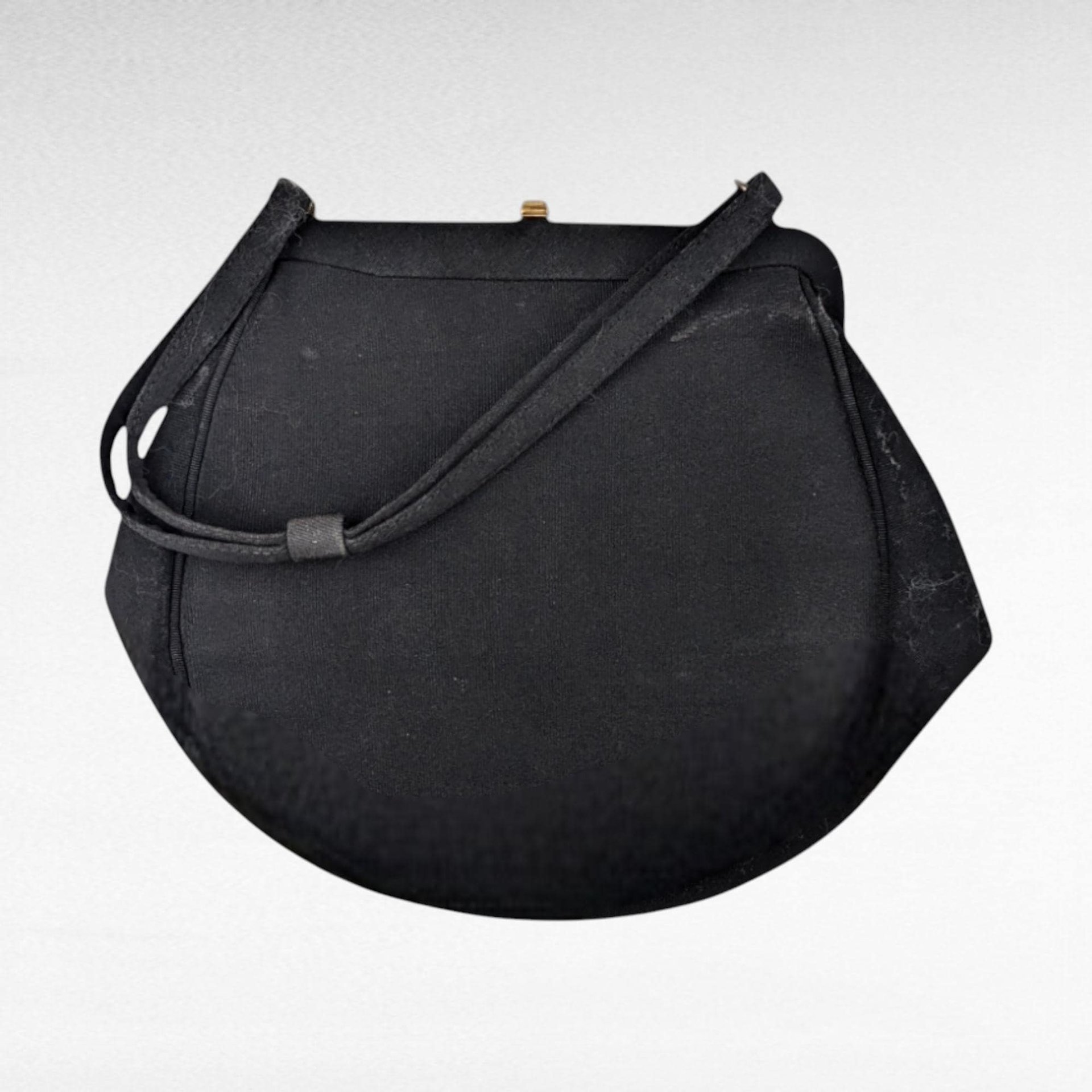 Vintage Black Evening Bag, Gold Tone Clasp, Classic Formal Handbag, Gift for Her