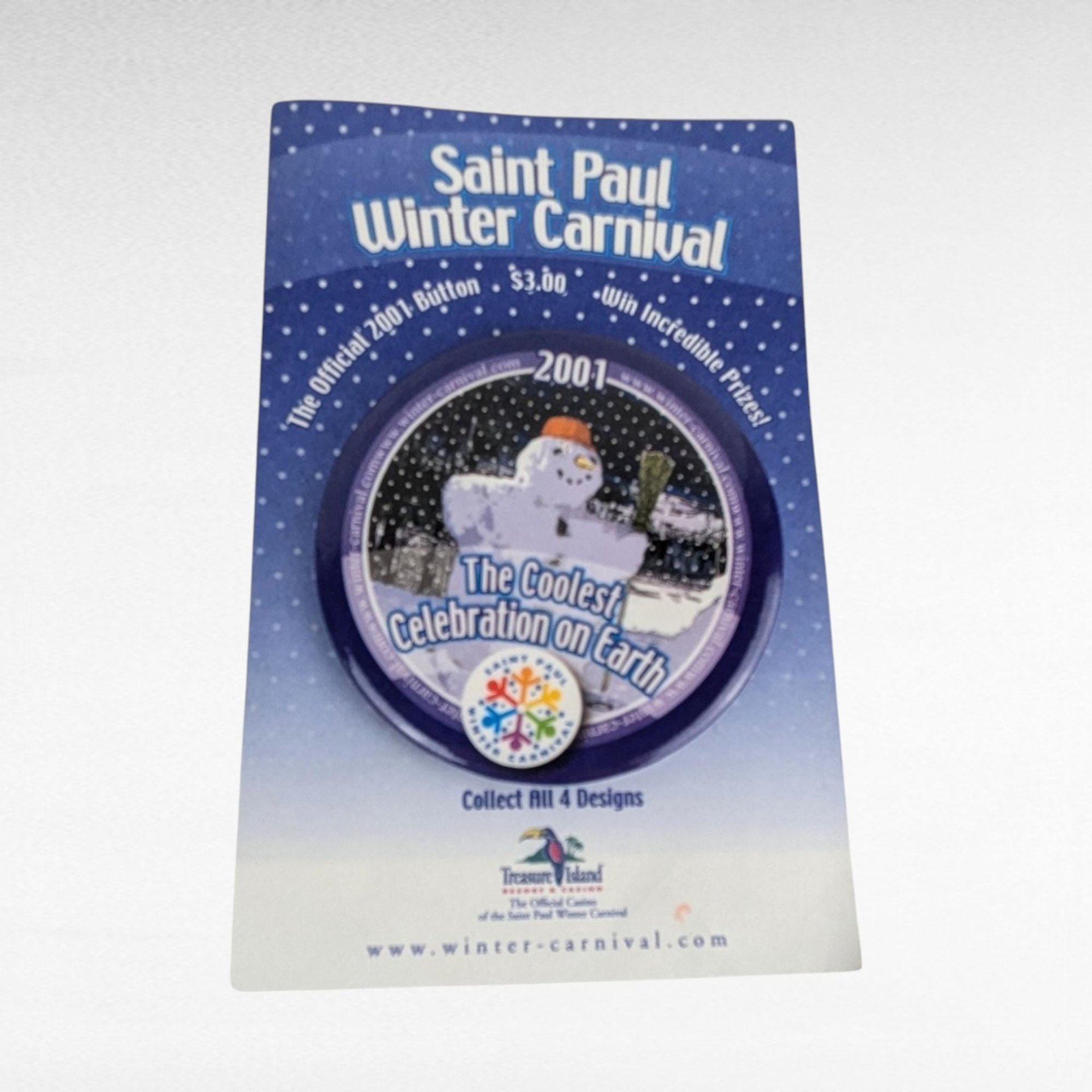 Vintage Saint Paul Winter Carnival Buttons, 1993, 2001, 2003, Collectible Minnesota Memorabilia, Gift for Collectors