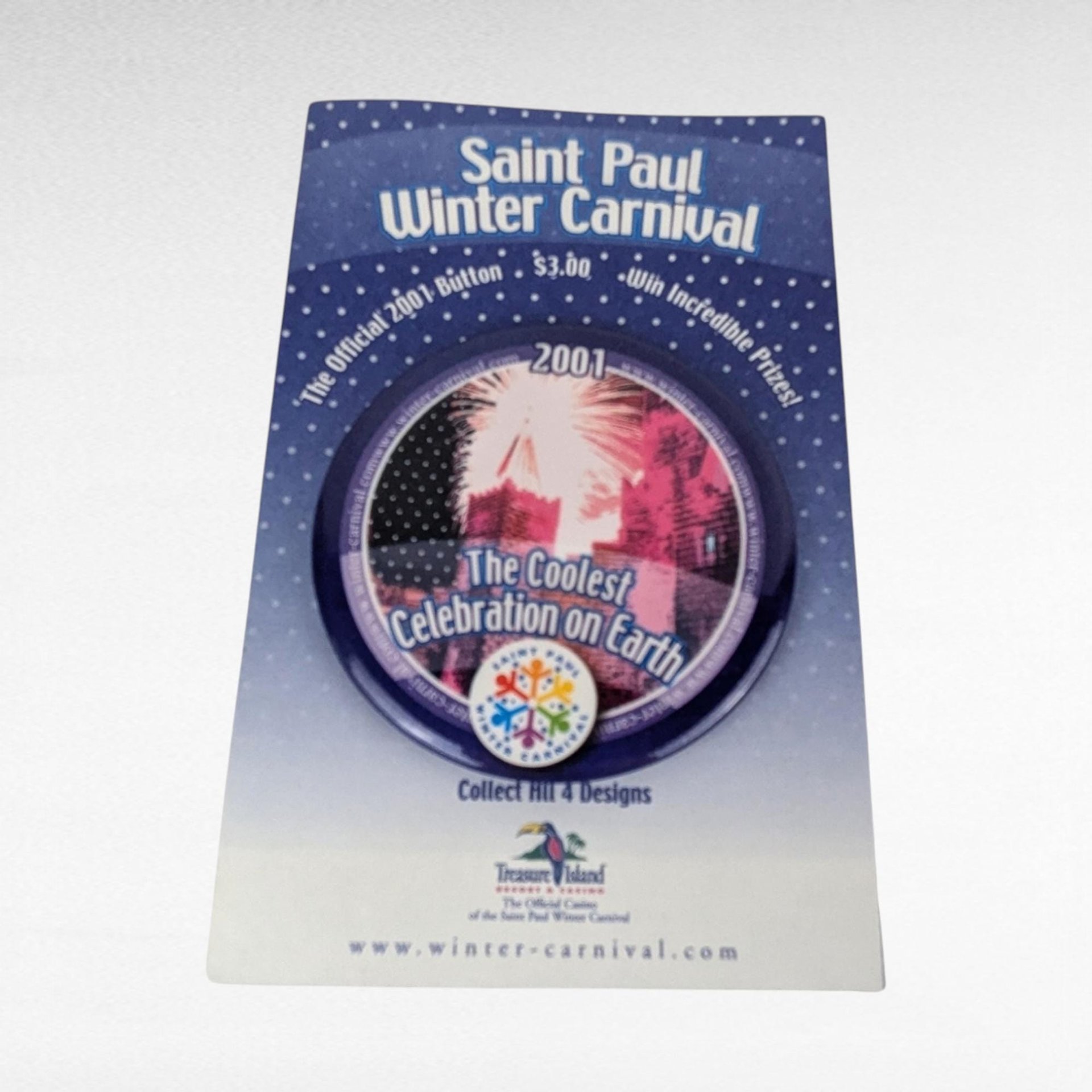 Vintage Saint Paul Winter Carnival Buttons, 1993, 2001, 2003, Collectible Minnesota Memorabilia, Gift for Collectors