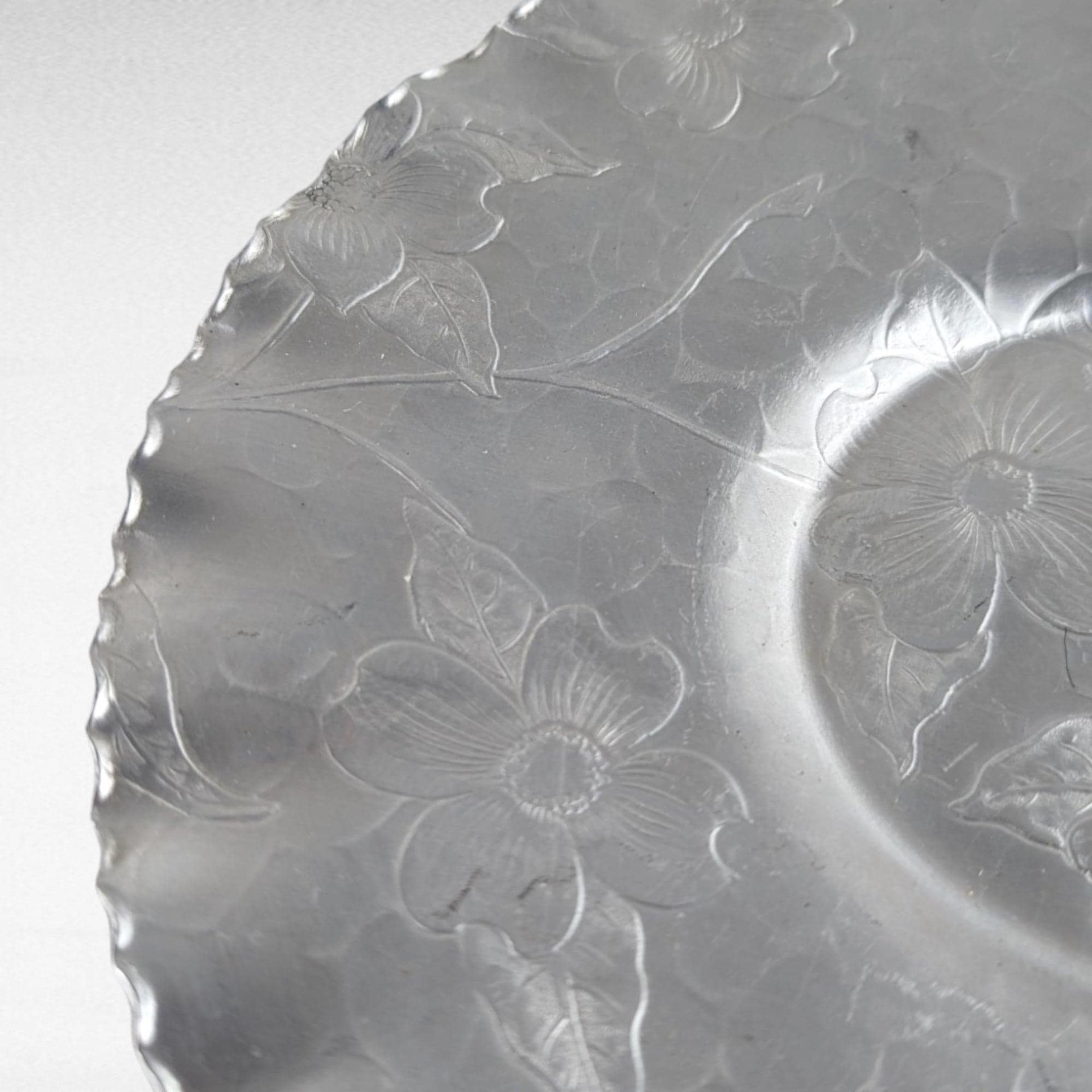Vintage Aluminum Serving Tray & Plate Set, Hand Wrought Floral Design, Collectible Aluminumware, Gift for Vintage Lovers