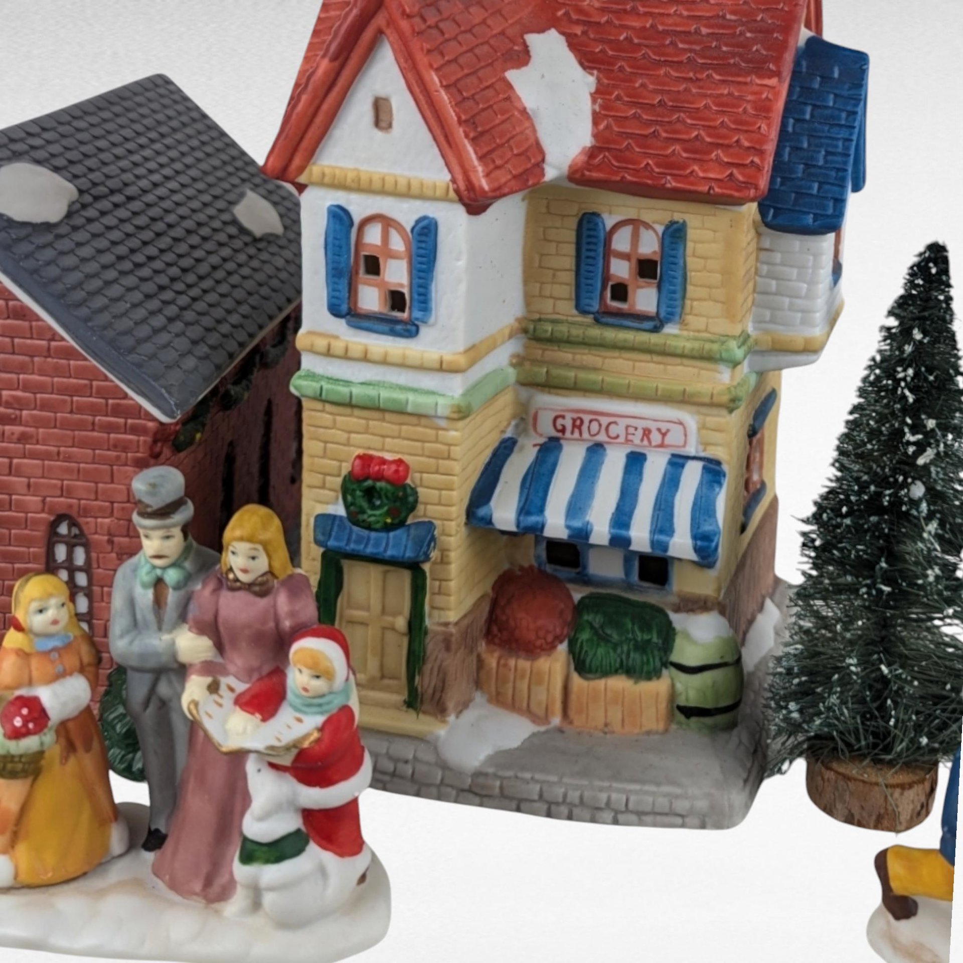 Vintage Dickens Collectibles Porcelain Lighted Houses Set, Christmas Village Display, Holiday Decor, Christmas Decoration