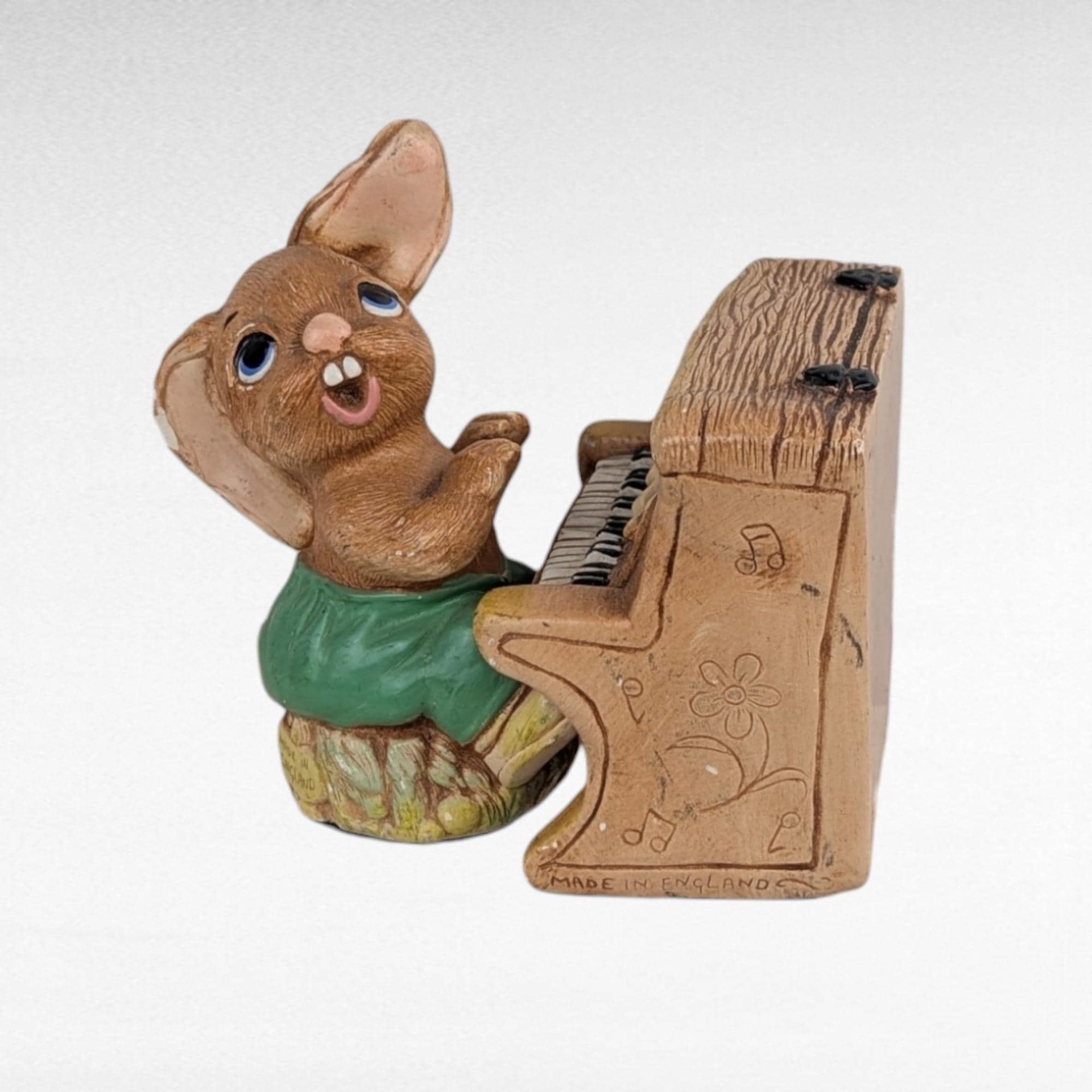 Vintage Pendelfin Figurine Set, 11 Piece Hand Painted Stone Craft Rabbits, 1956, Made in England, Gift for Collector, Nursery Decor