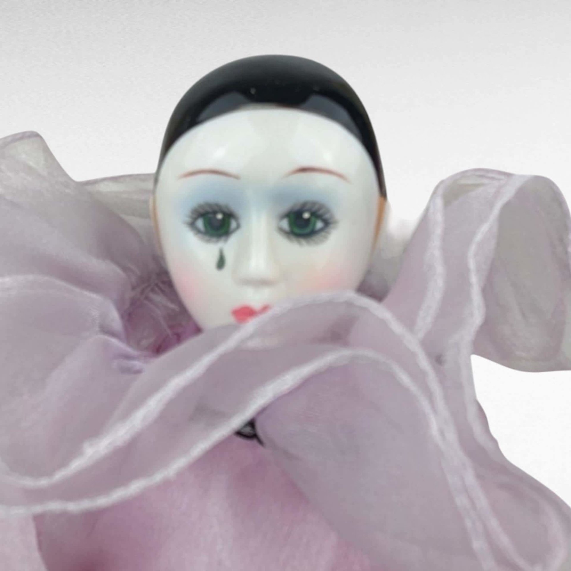 Vintage Pierrot Clown Doll in Pink | Porcelain Clown Doll | Collectible Doll | 16 Inches Tall