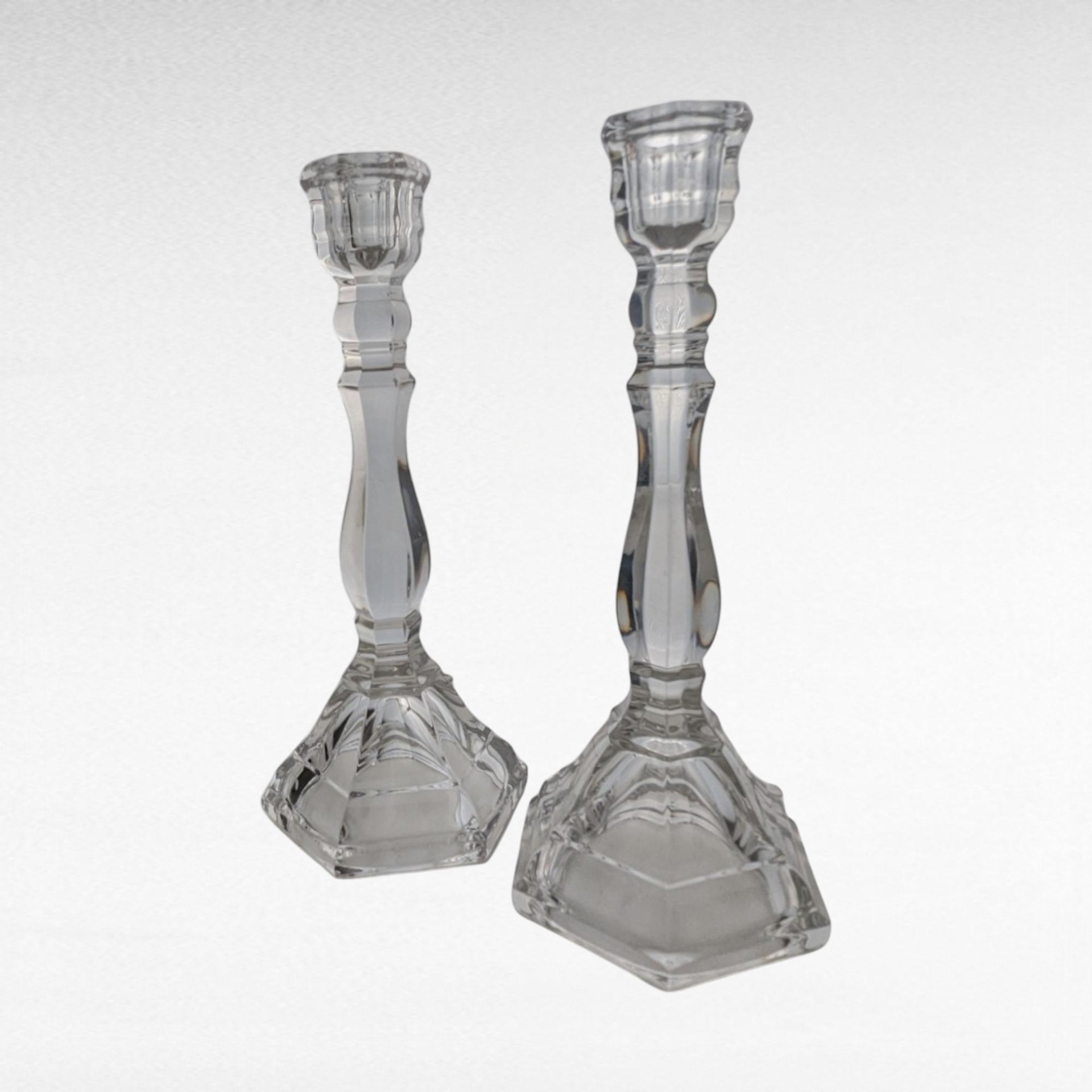 Vintage Tiffany & Co. Crystal Hampton Candlesticks | Pair of Crystal Candle Holders | Elegant Home Decor | Wedding Gift | Anniversary Gift