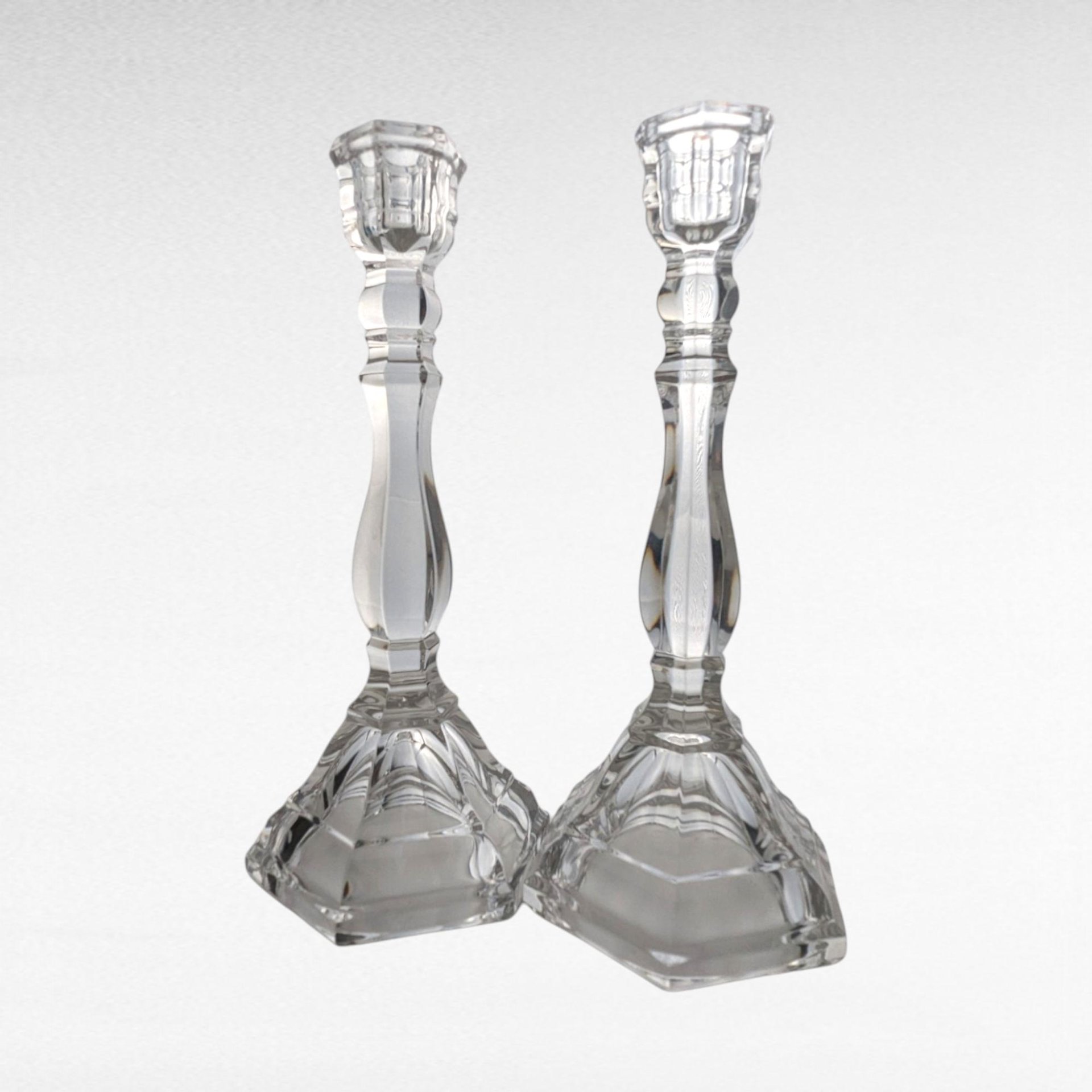 Vintage Tiffany & Co. Crystal Hampton Candlesticks | Pair of Crystal Candle Holders | Elegant Home Decor | Wedding Gift | Anniversary Gift