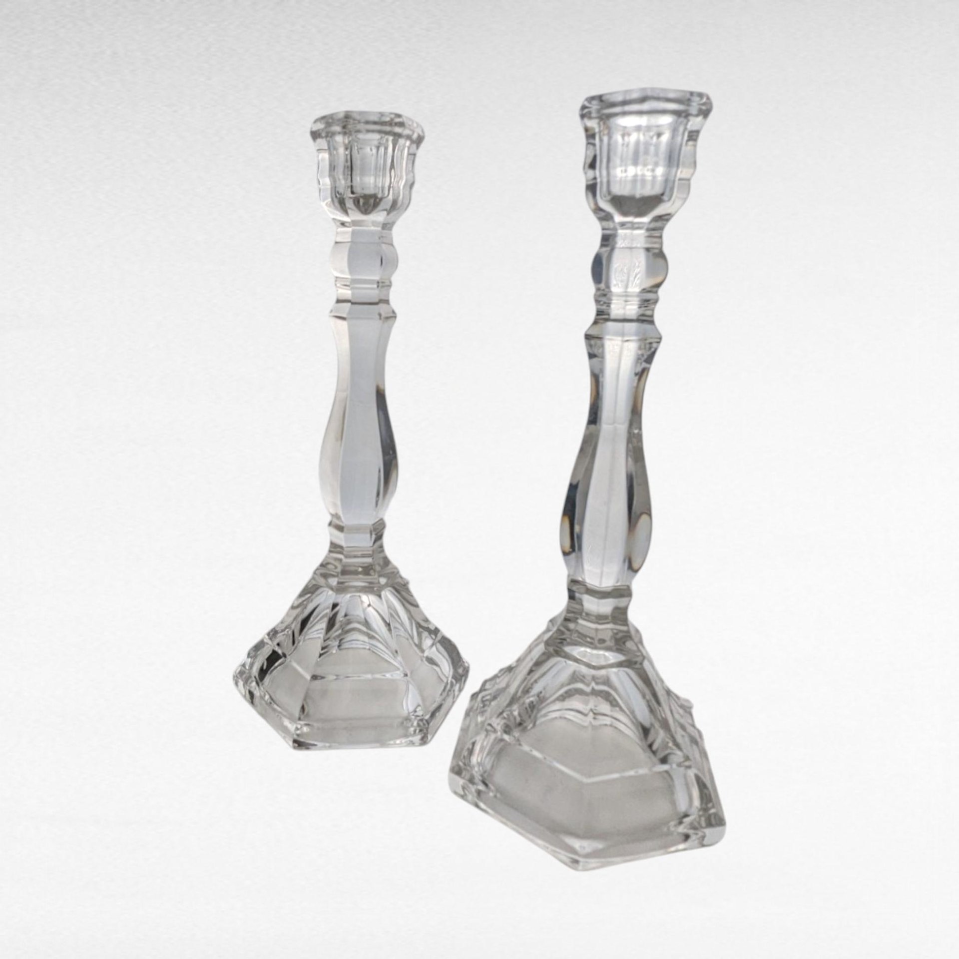 Vintage Tiffany & Co. Crystal Hampton Candlesticks | Pair of Crystal Candle Holders | Elegant Home Decor | Wedding Gift | Anniversary Gift