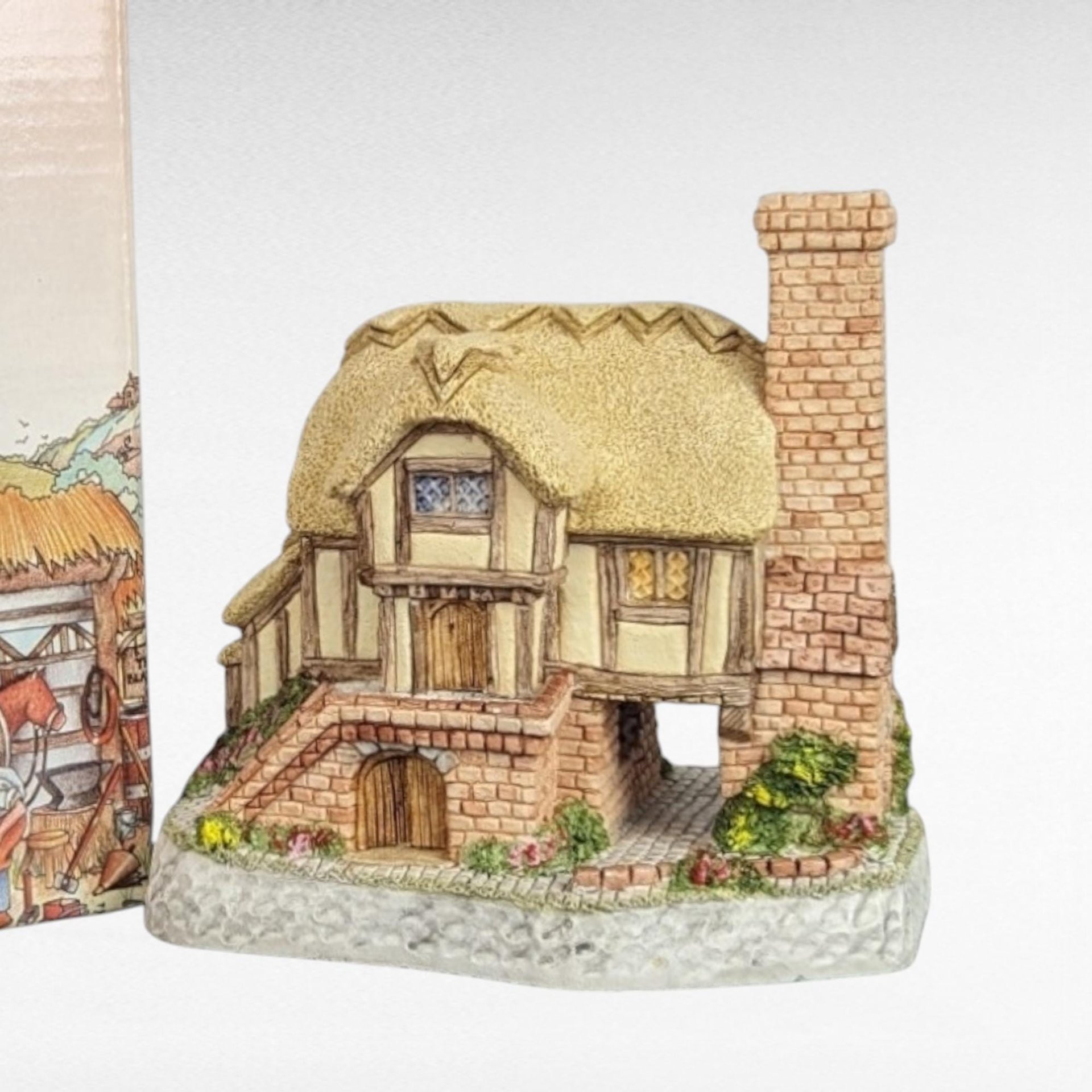 1993 David Winter Whileaway Cottage, Hand Made Village Figure, Collectible English Cottage Decor, Gift for Miniature Collectors, 4 inches