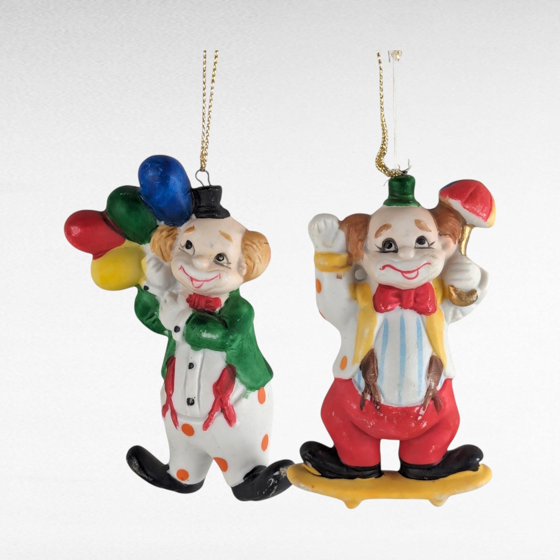 Vintage Clown Collection, Ceramic, Plastic, Resin Clown Figurines, Ornaments, Bells, Japan Clown Vase, Bendable Clowns, Clown Tile