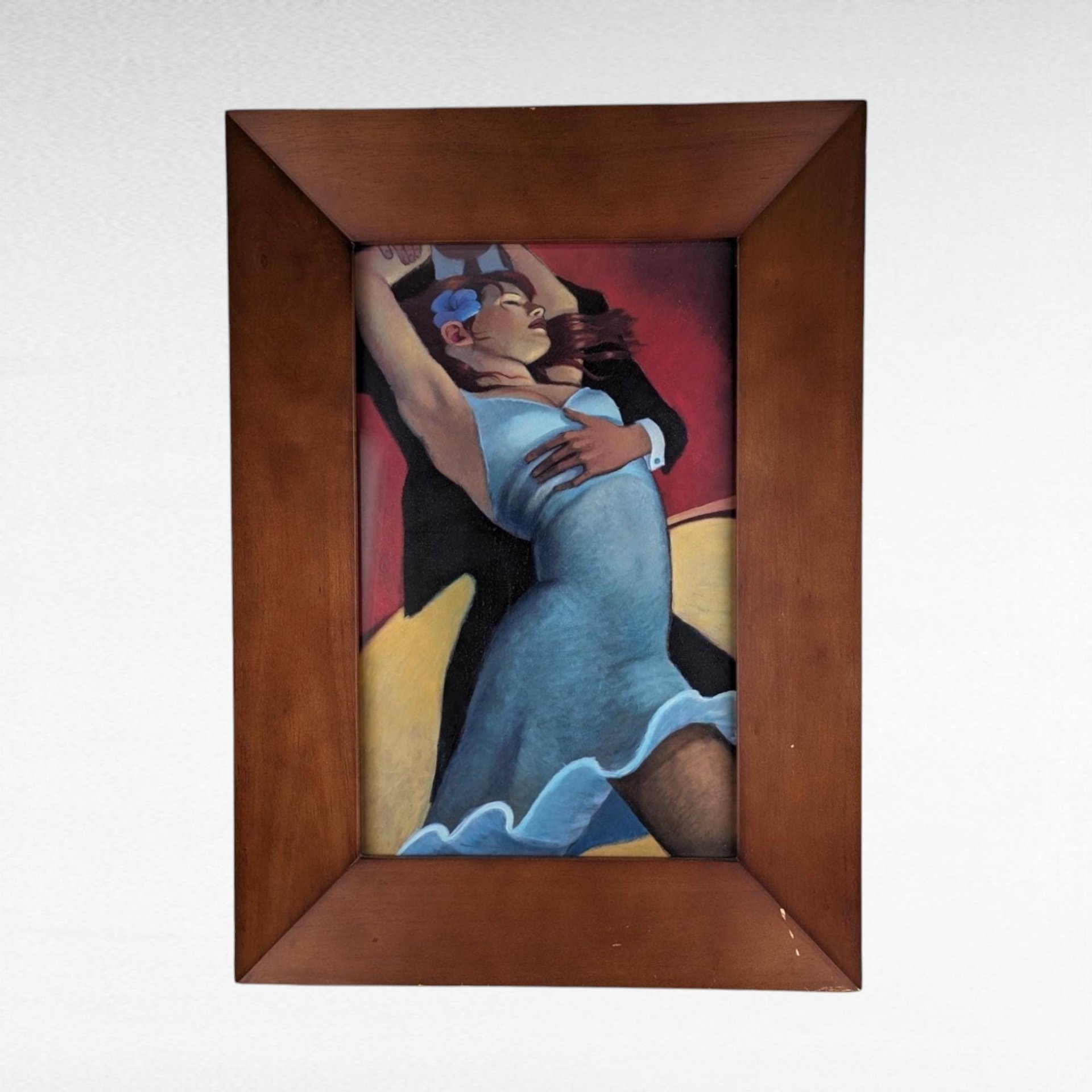 Vintage Bill Brauer "Scarlet Dancer" Tango Print, Framed Wall Art, Couple Dancing, Romantic Decor, Gift for Dance Lovers