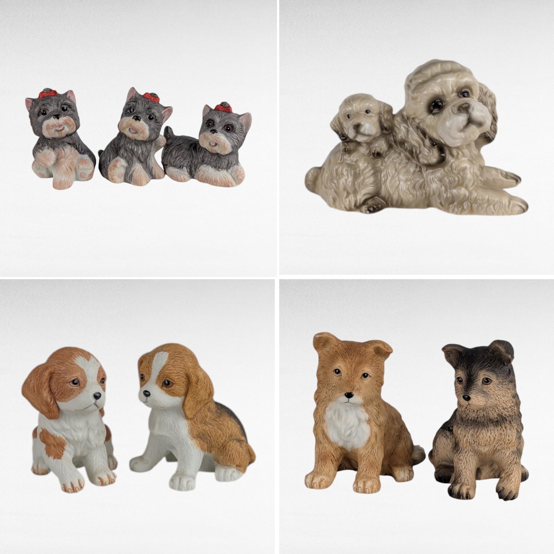 Vintage Dog Figurines, Homco Puppy Figurines, Ceramic Dog Figurines, Yorkie Figurines,  Boy with Puppy Figurine, Gift for Dog Lover