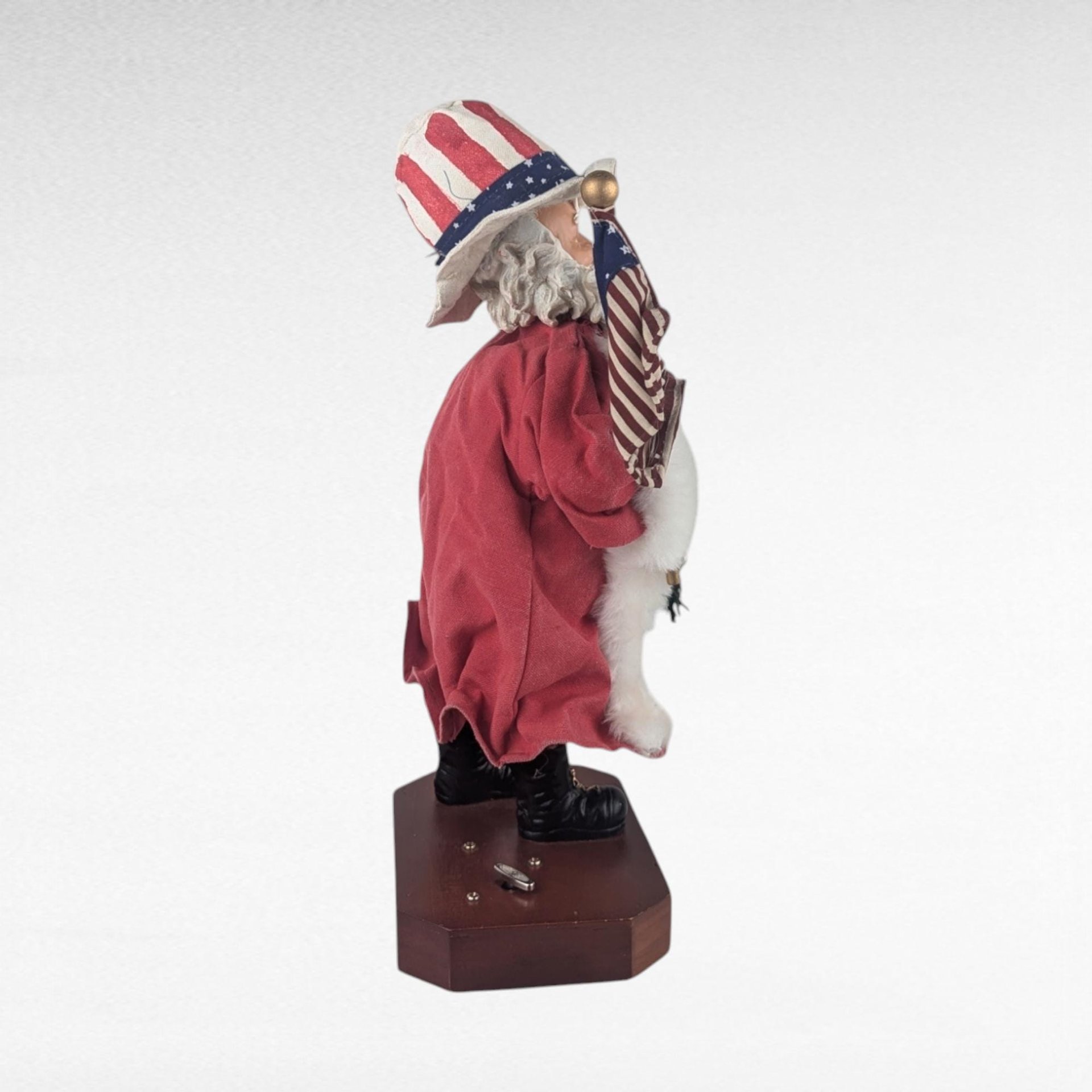 Vintage Kurt Adler Patriotic Santa Music Box, Americana Christmas Decor, Collectible Holiday Figurine, Gift for Collector