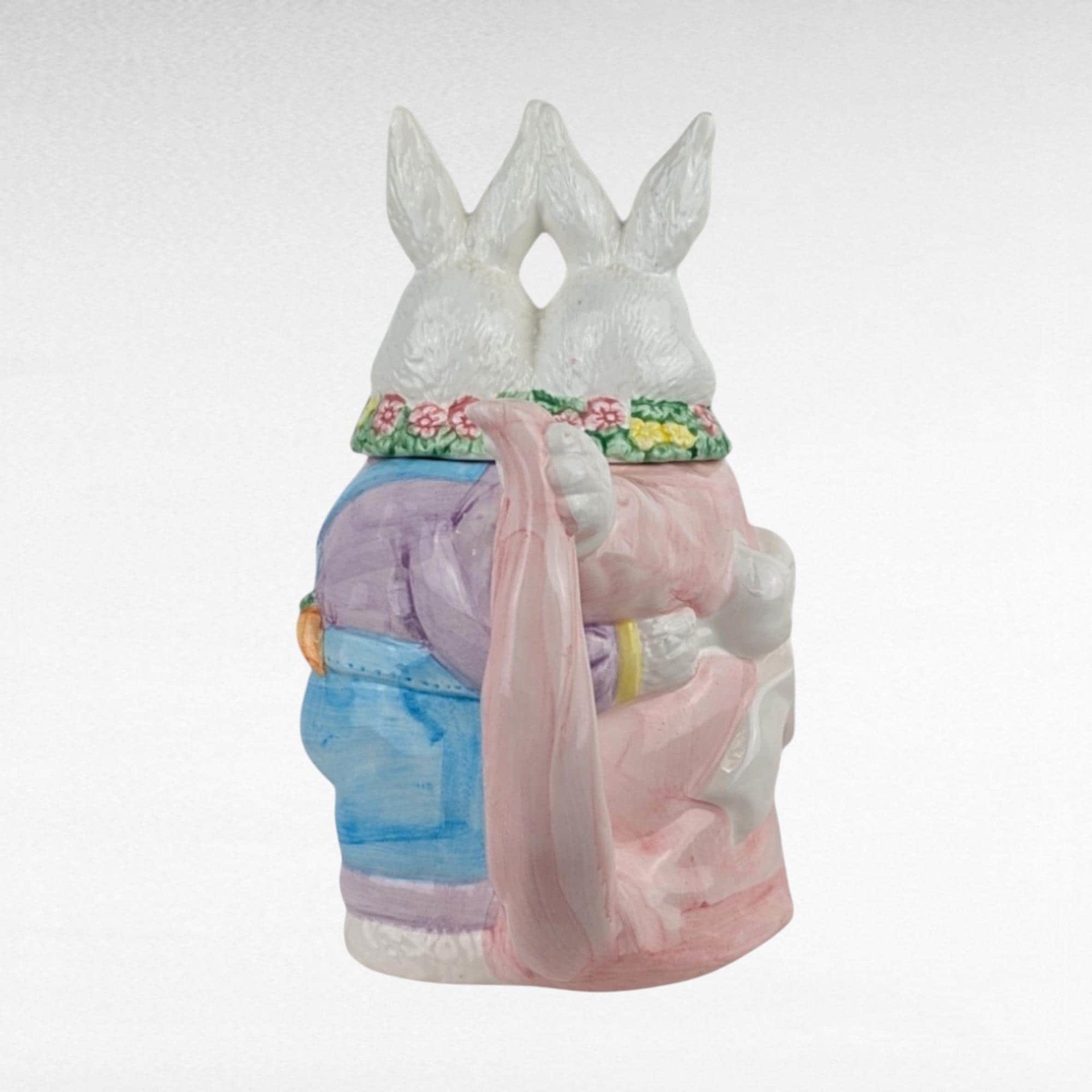 Vintage Dancing Rabbit Teapot, 9" Ceramic Bunny Teapot, Whimsical Kitchen Decor, Spring Easter Gift, Collectible Teapot