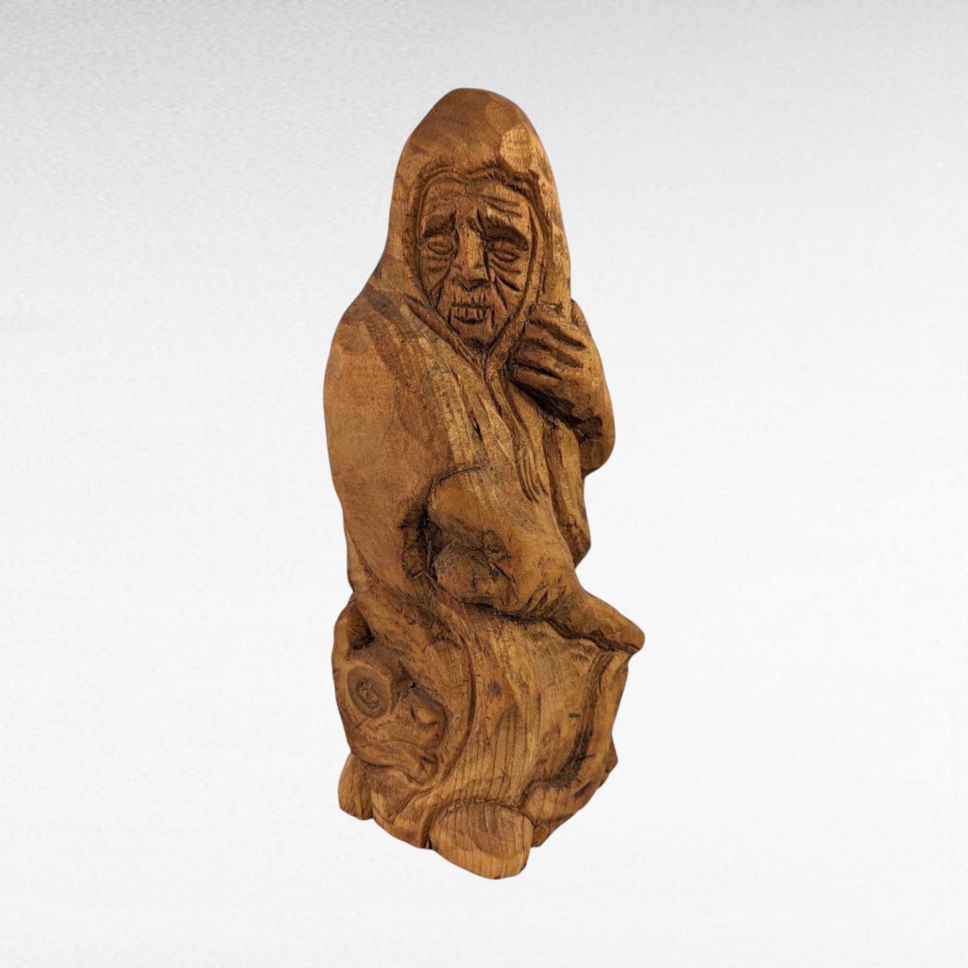 Hand Carved Wooden Figure,  Cloaked Person Sculpture,  Wood Art,  Folk Art,  Artisan Crafted,  Wooden Statue,  Home Decor,  Unique Gift