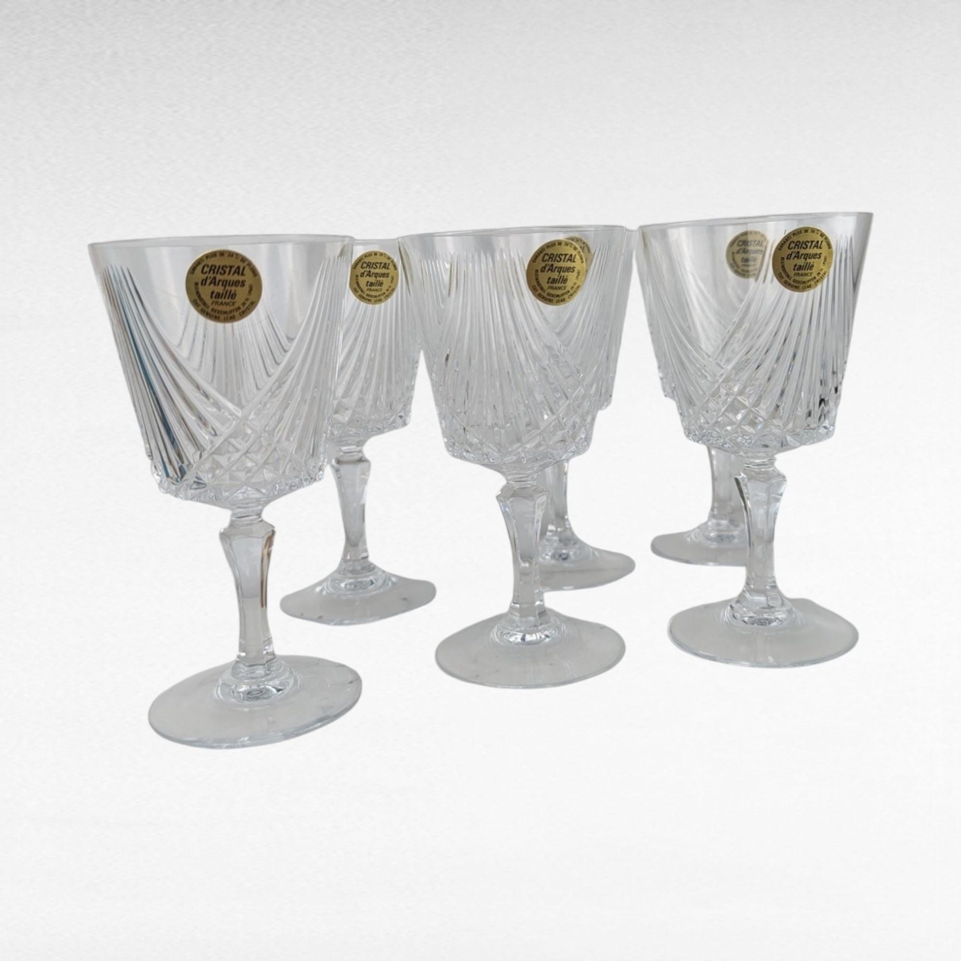 Vintage Crystal D'Arques Wine Glasses, Set of 6, Taille Combourg, 17cl, French Crystal,  Elegant Stemware, Gift for Wine Lovers