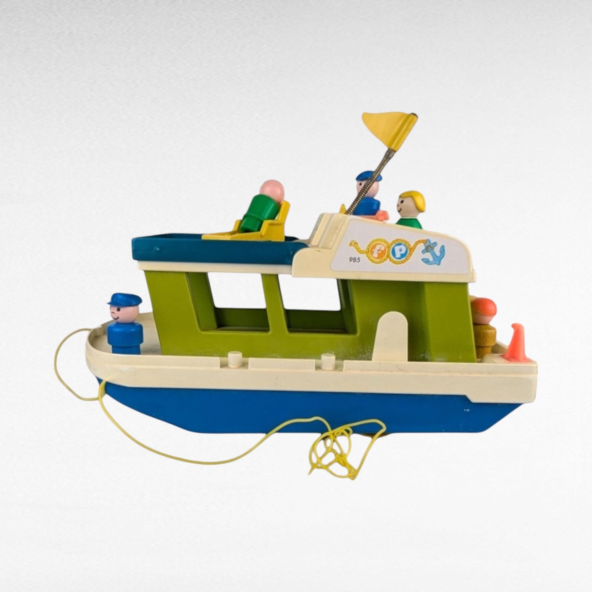 1970s Fisher-Price Happy Houseboat, Vintage Pull Toy, Boat Toy, Preschool Toy, Collectible Toy, Fisher-Price 985