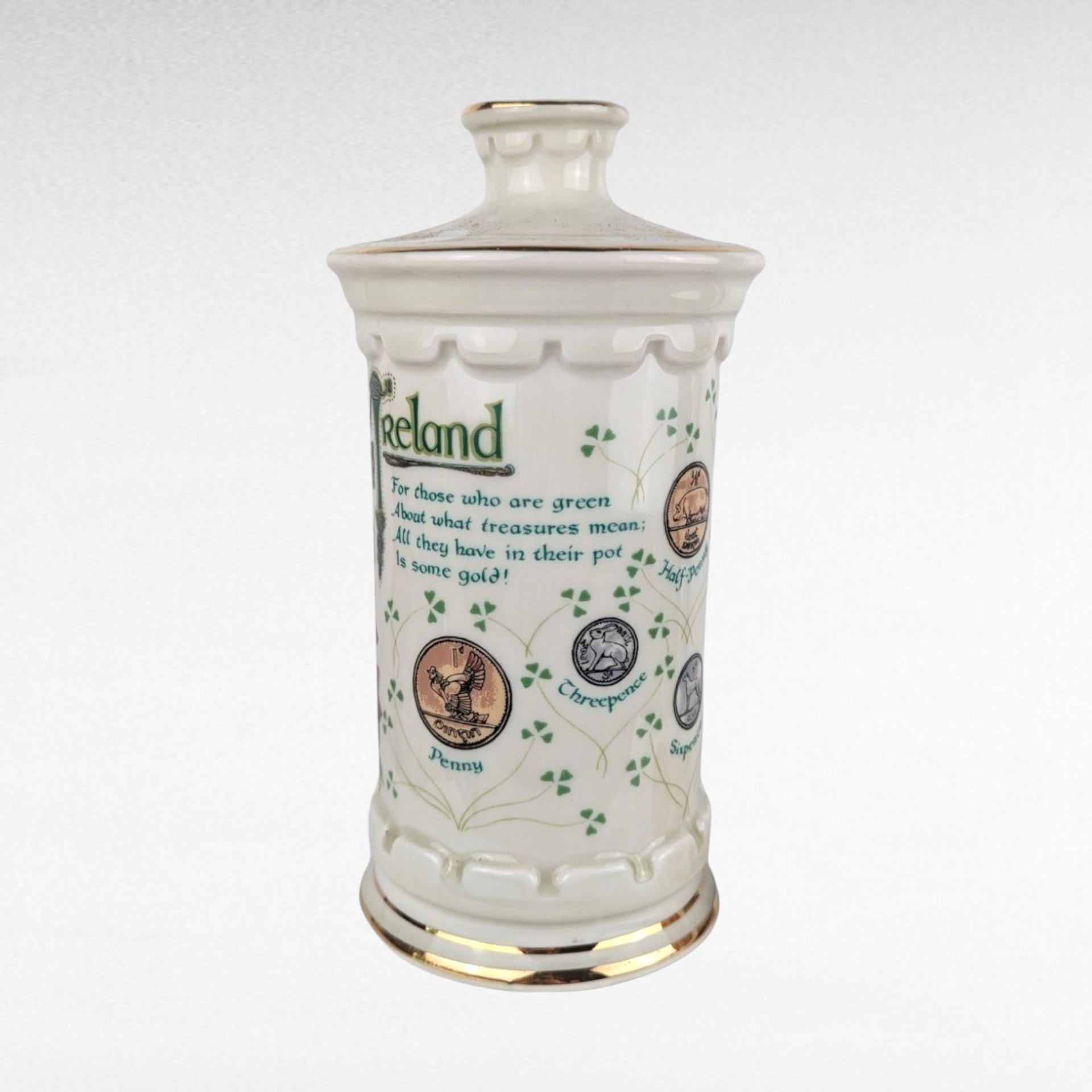 1979 Old Commonwealth The Coins of Ireland Decanter, Irish Whiskey Decanter, Leprechaun Decor,  Collectible Decanter, Vintage Barware