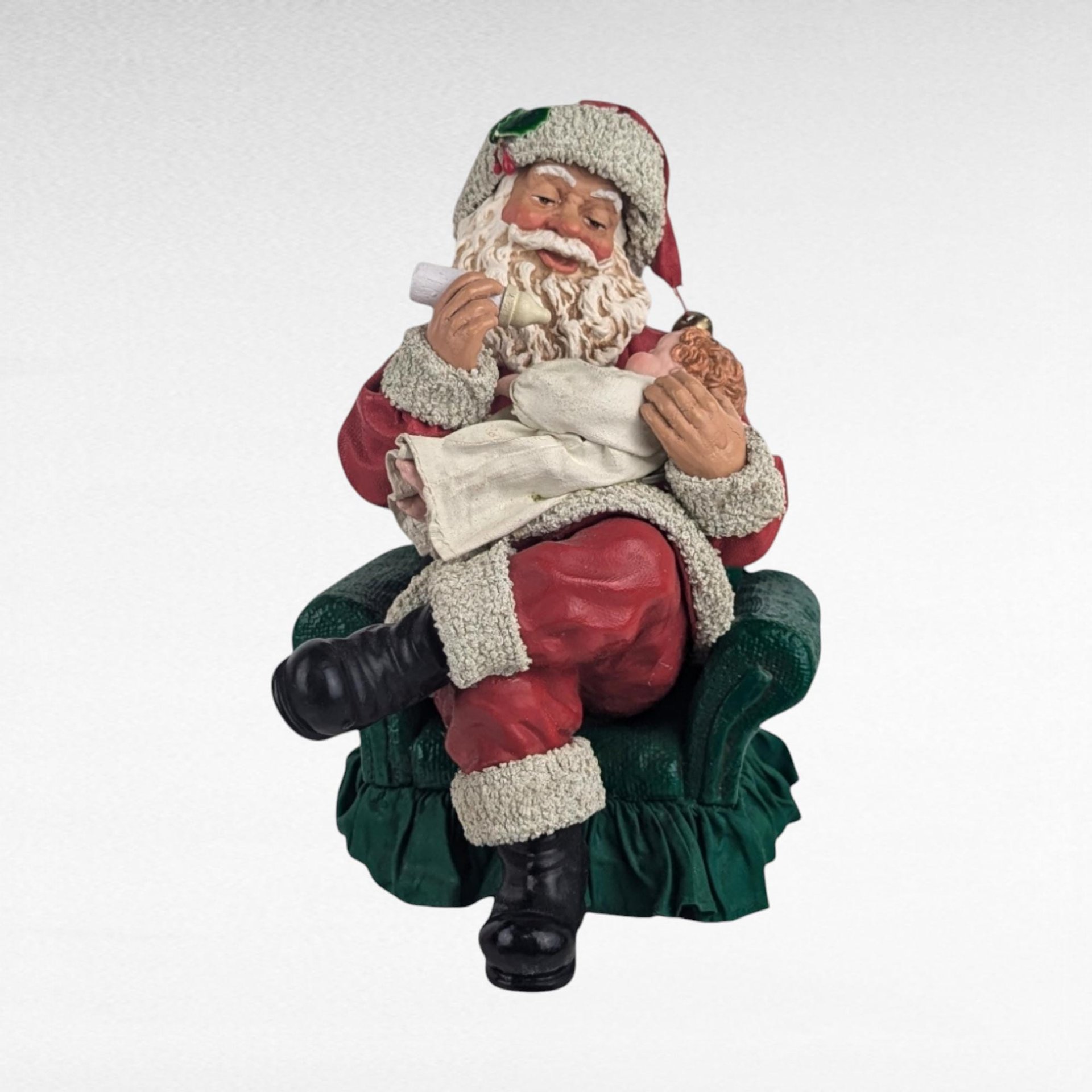 Vintage Clothique Possible Dreams Santa Feeding Baby Musical Figure, Collectible Santa, Holiday Decor, Christmas Gift, Musical Santa