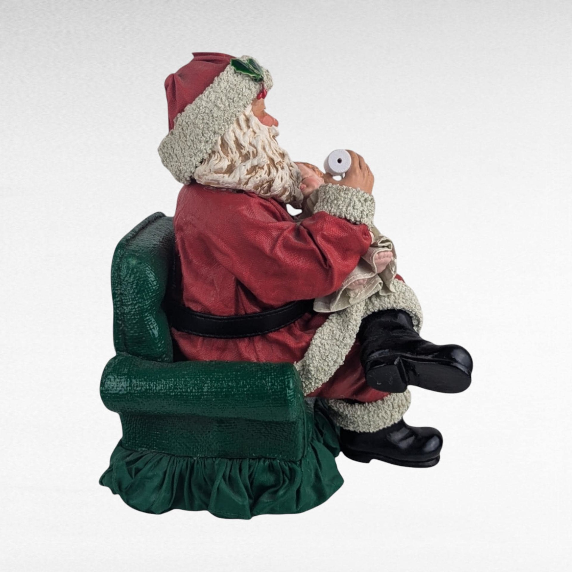 Vintage Clothique Possible Dreams Santa Feeding Baby Musical Figure, Collectible Santa, Holiday Decor, Christmas Gift, Musical Santa
