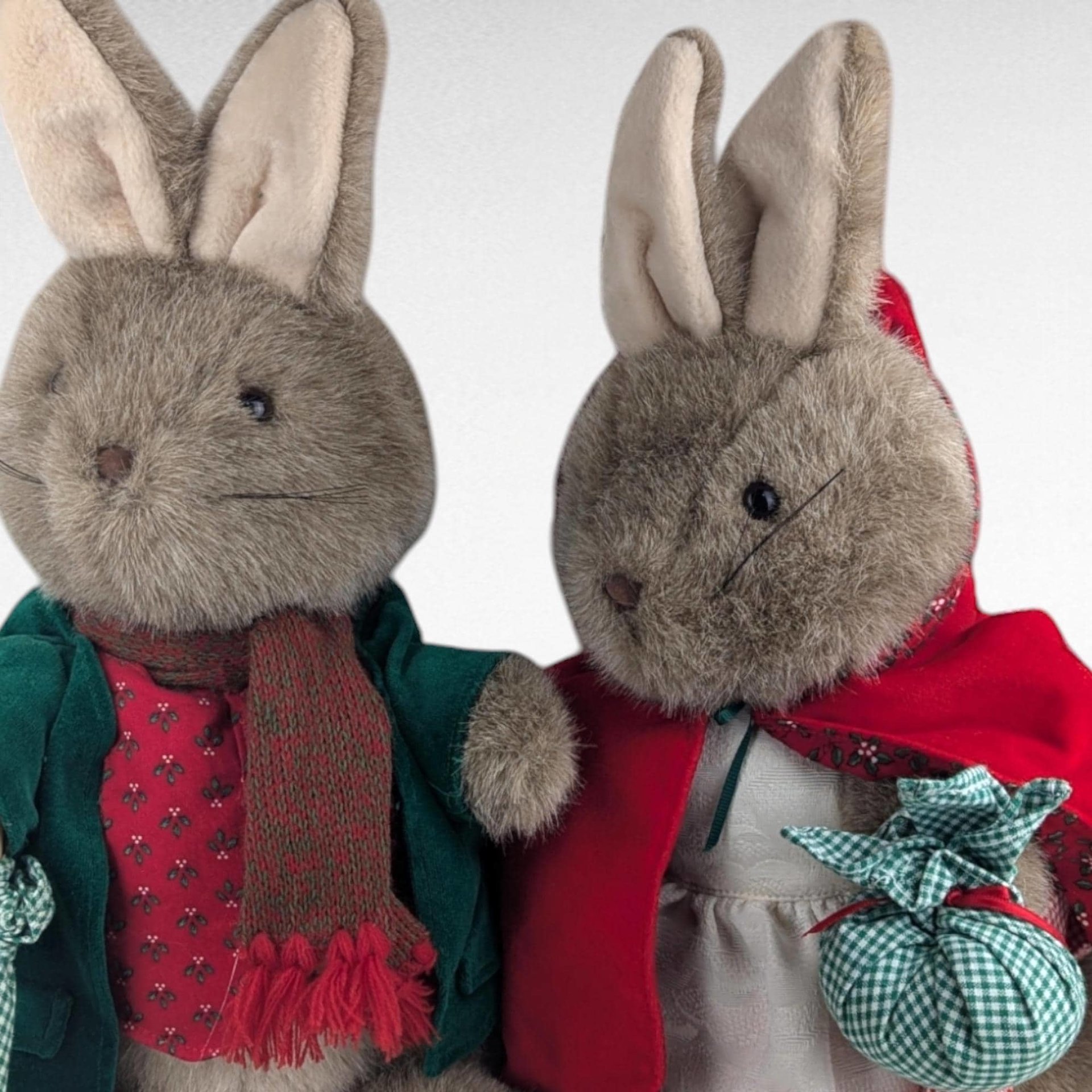 Vintage Mrs. Rabbit & Peter Rabbit Plush Set, 15 Inch Collectible Plush Toys, Classic Children's Literature Characters, Gift for Collectors