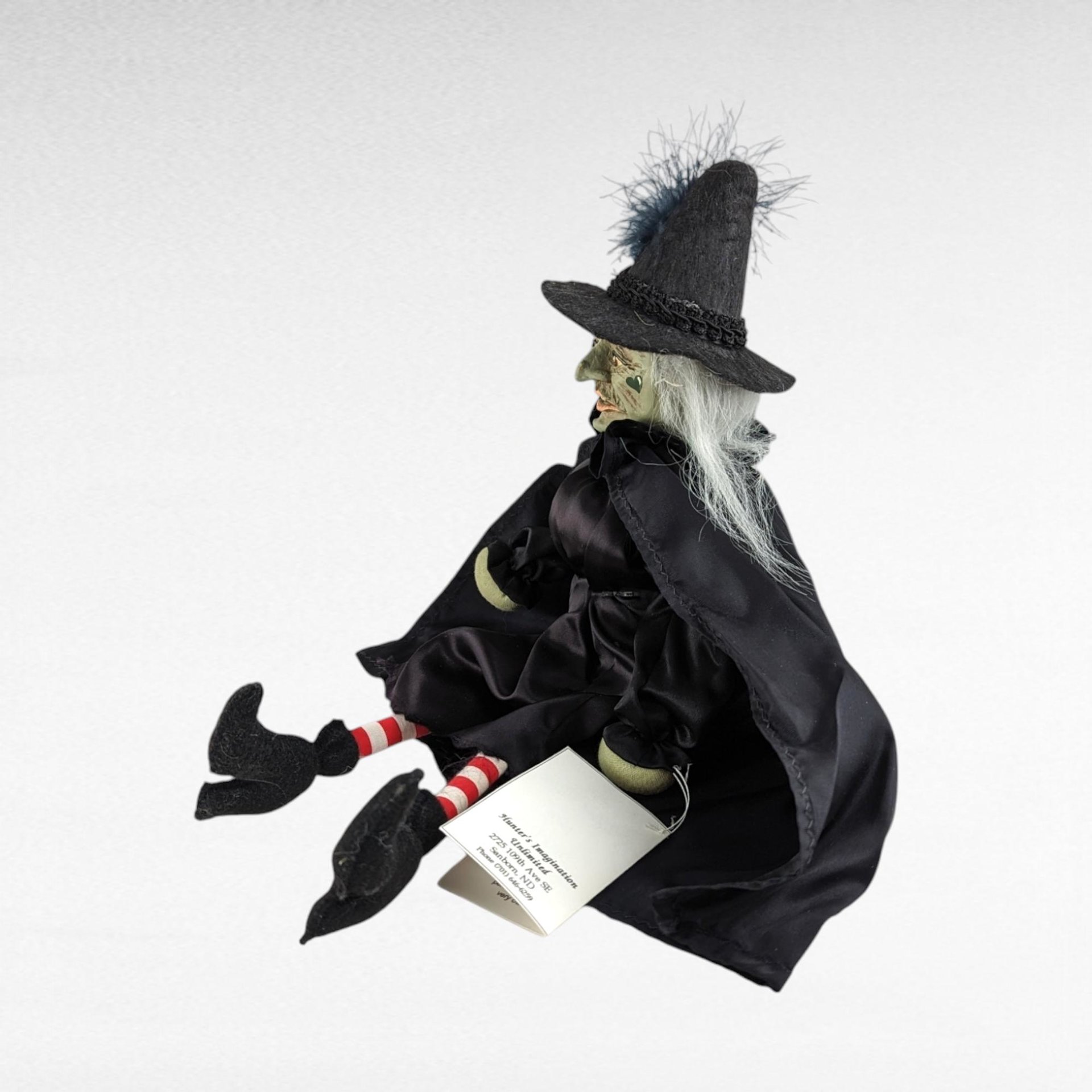 Vintage Halloween Witch Doll Pair - Rope Hair Witch, Judy Hunter Jester Witch - Spooky Decor, Collectible Dolls, Halloween Gift